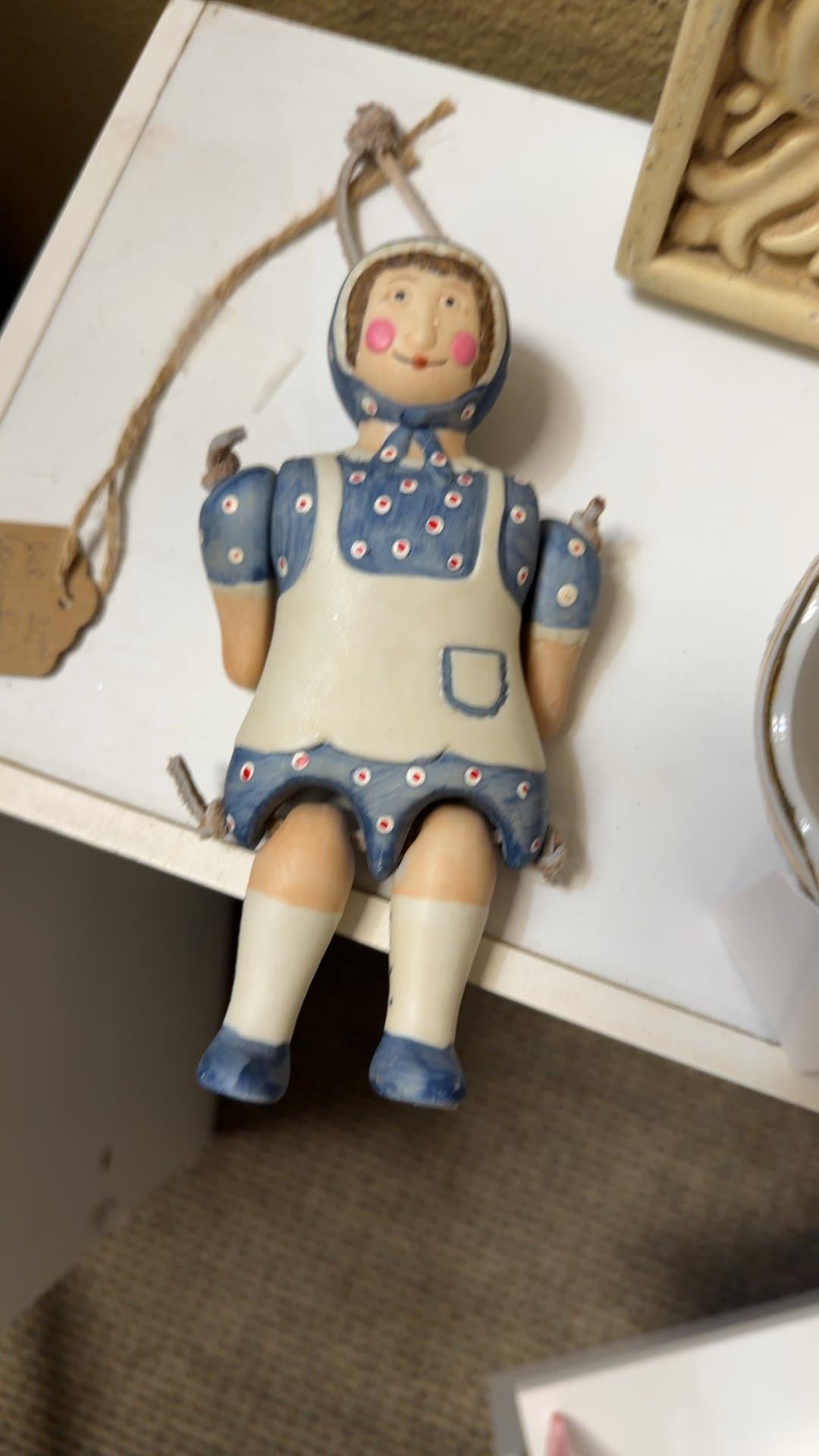 Vintage Wooden Hanging Doll Figurine - Image 1