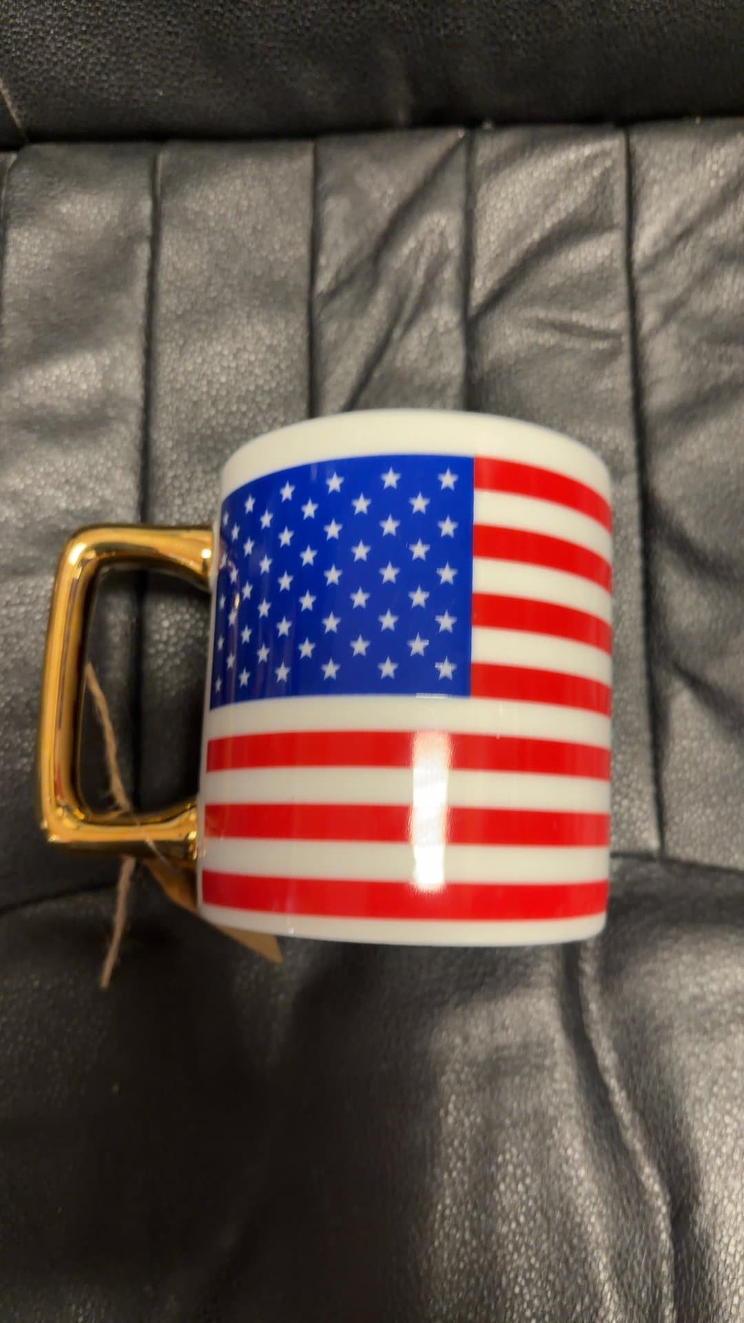 American Flag Mug with Gold Handle - Image 1