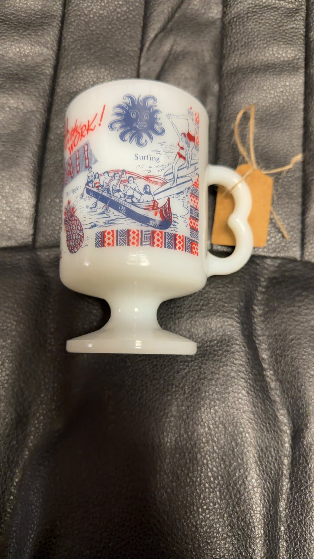 Vintage Hawaii Milk Glass Pedestal Mug - Image 1