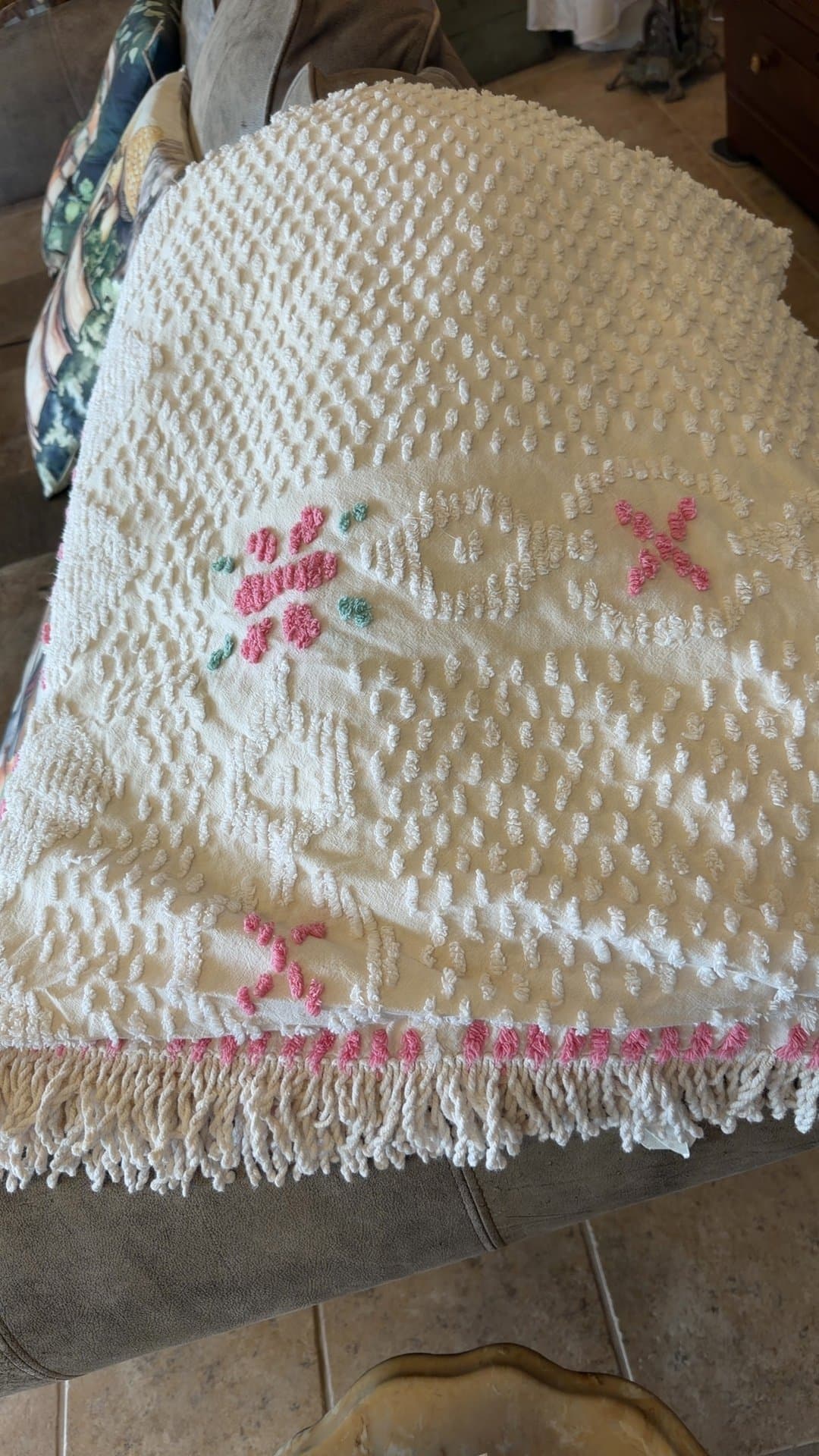 Vintage Chenille Bedspread - Image 1