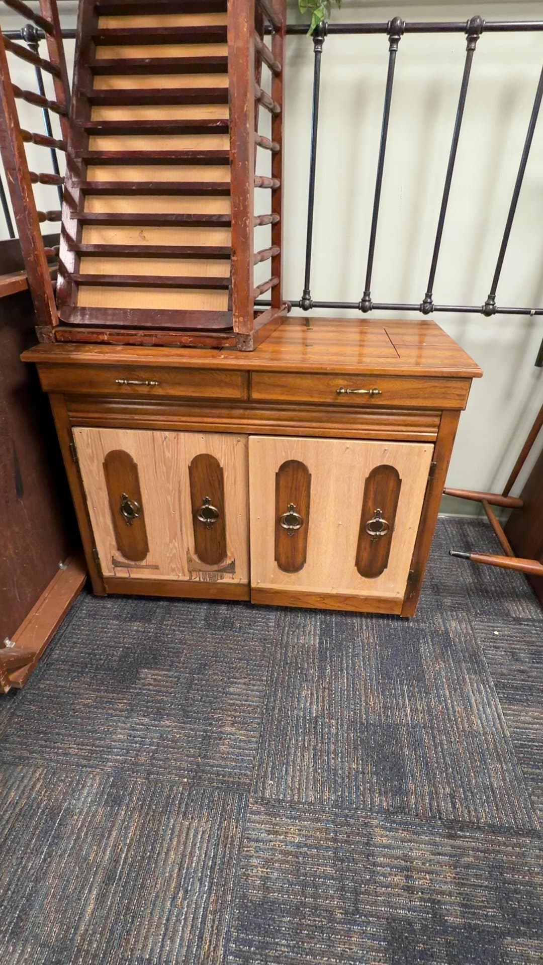 Vintage Wooden Sewing Machine Cabinet - Image 1