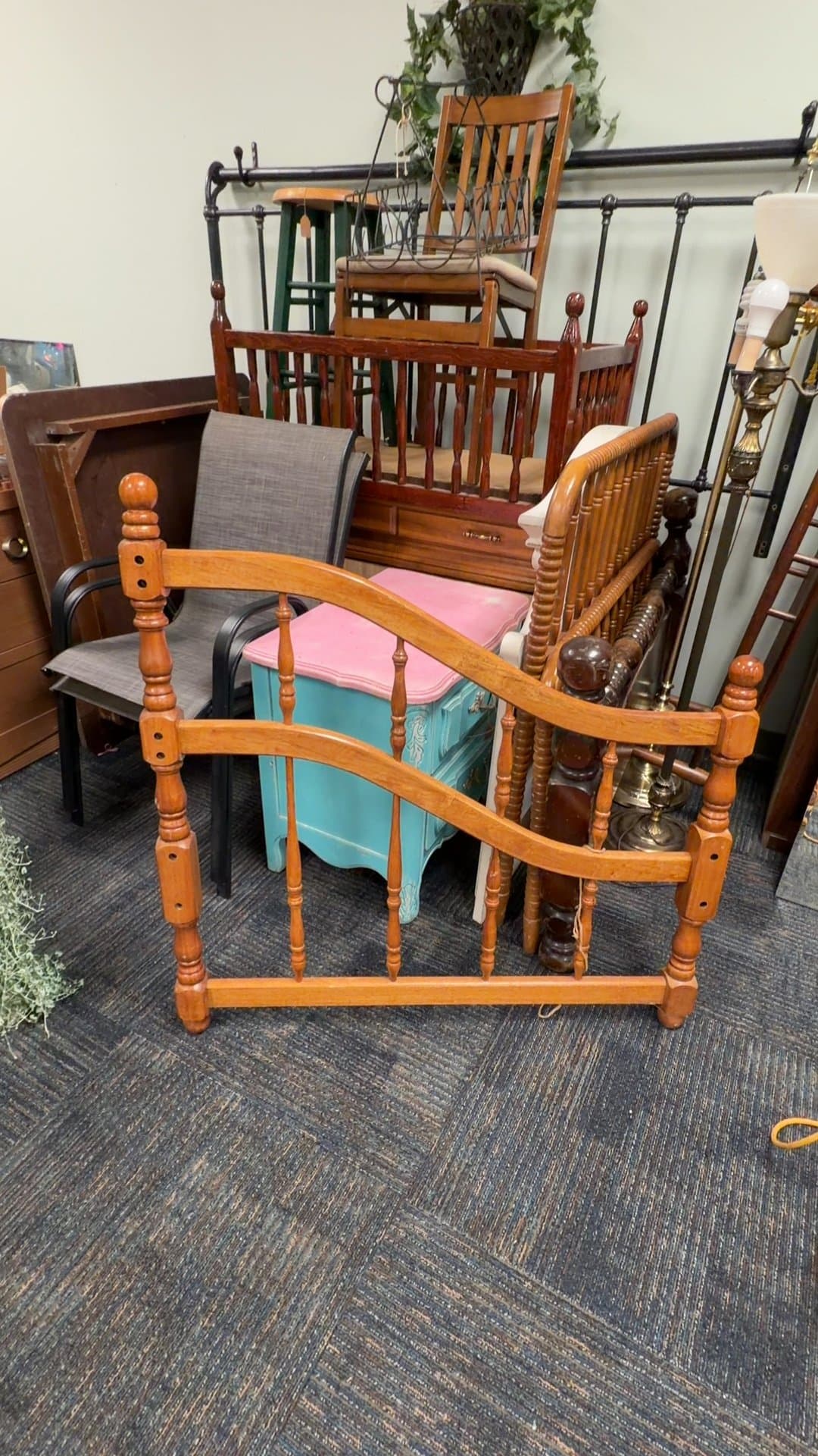 Vintage Wooden Spindle Headboard - Image 1