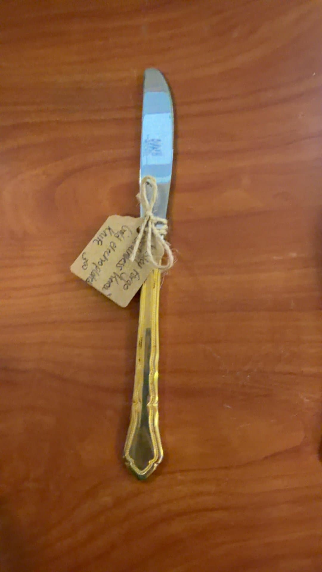 Vintage Gold-Plated Dinner Knife - Image 1