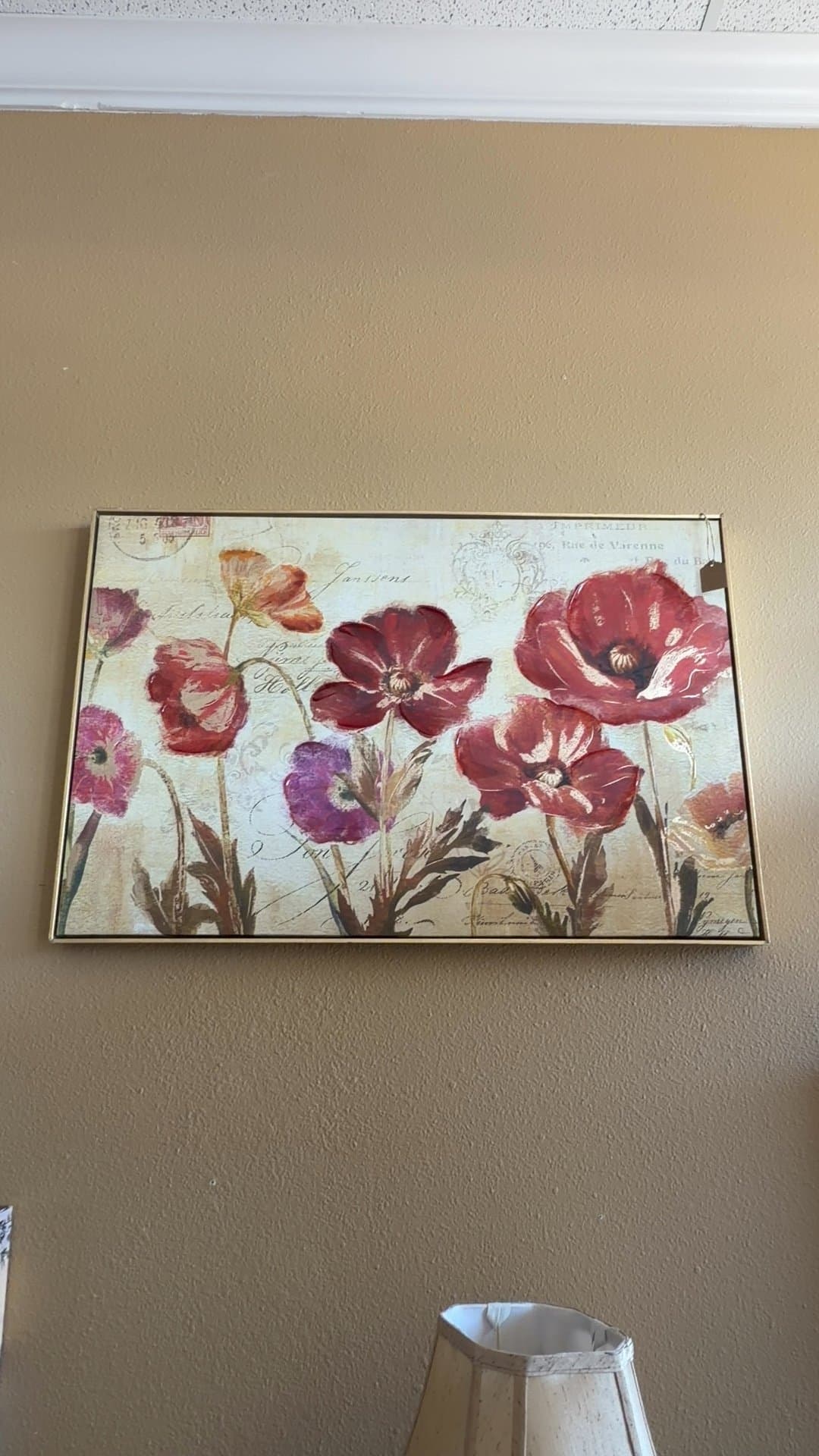 Framed Poppy Flower Painting - Image 1