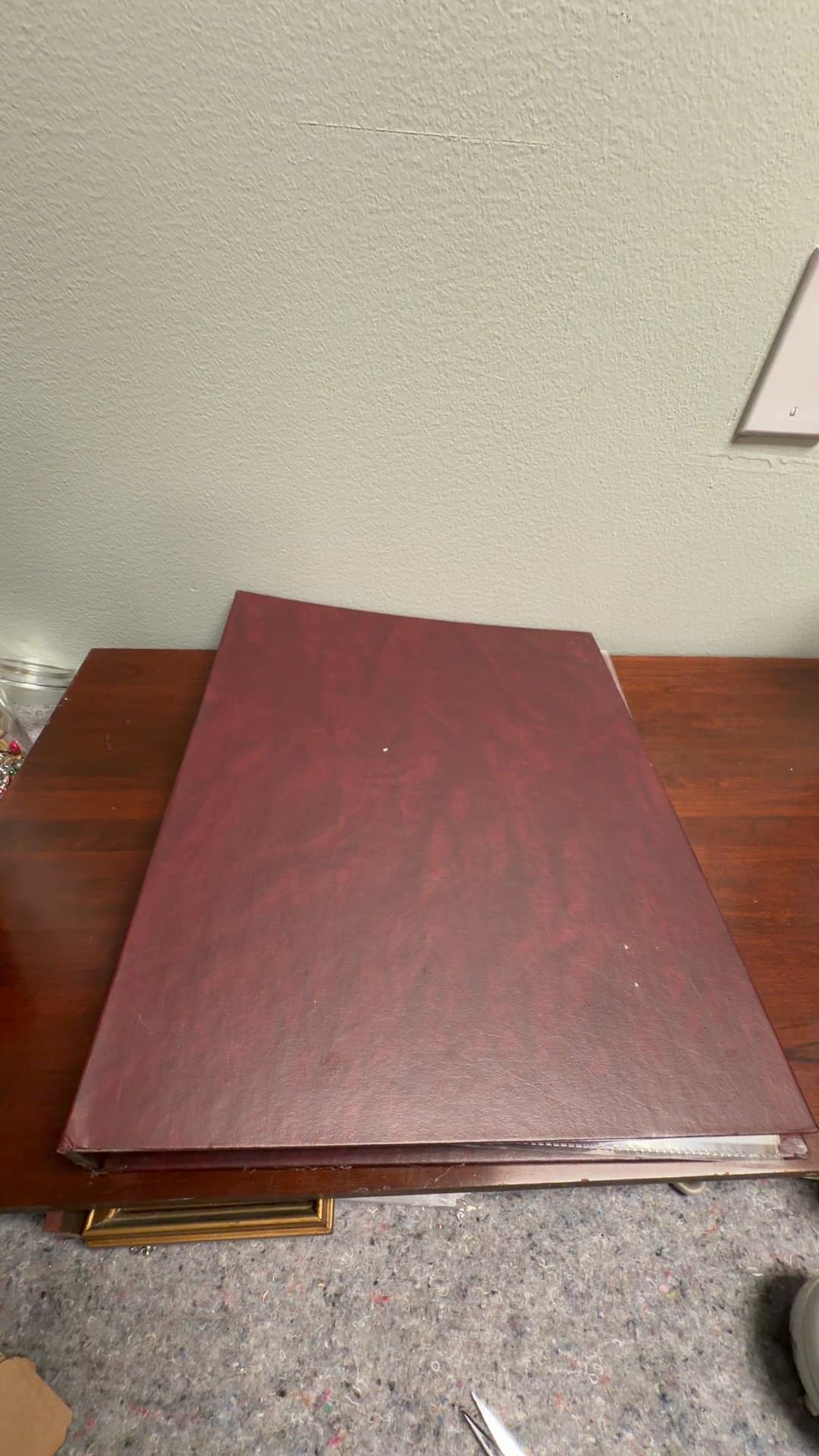 Large Maroon Binder with Plastic Sleeves - Image 1