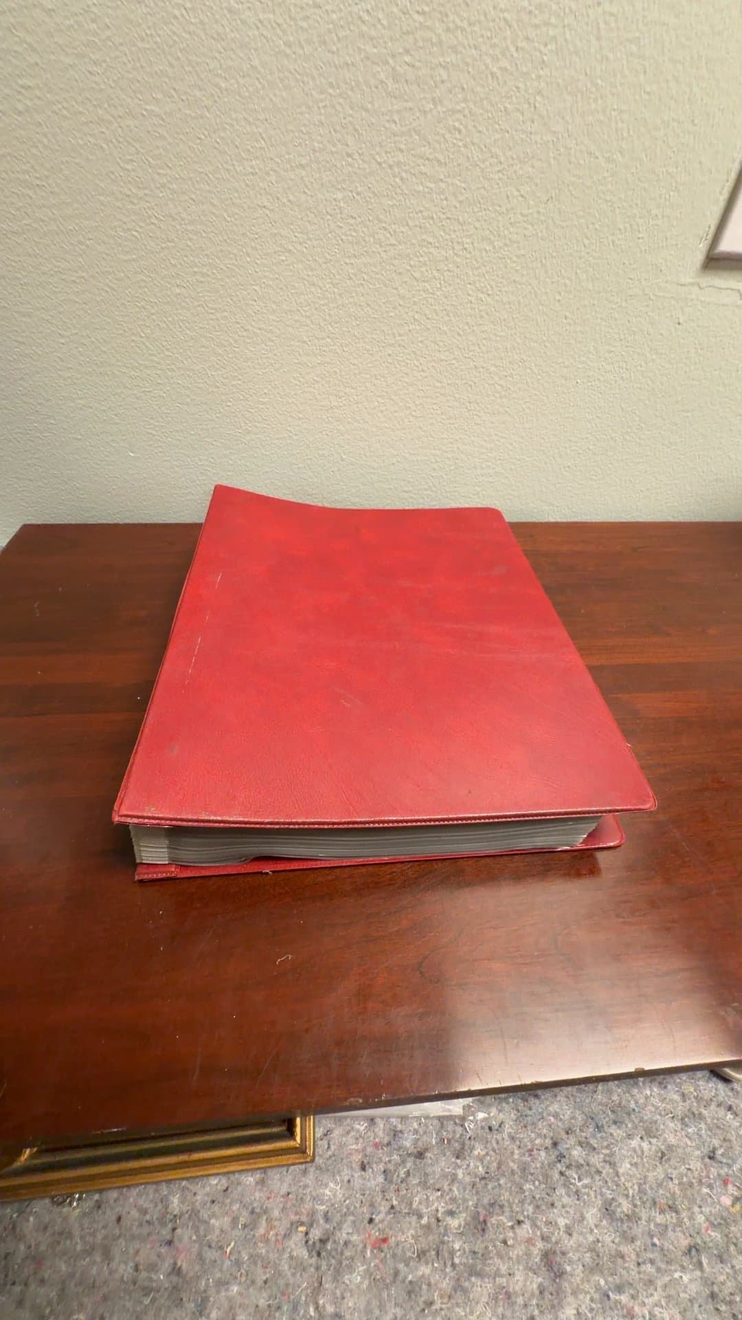 Red Leather Binder with Plastic Sleeves - Image 1