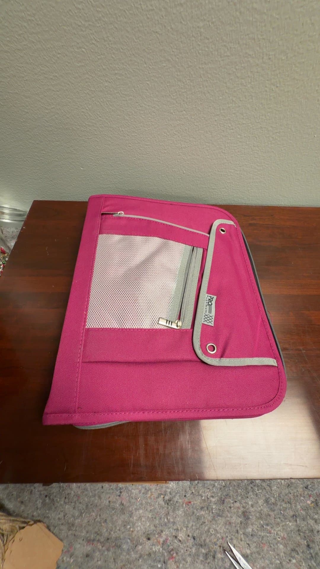 Pink Zippered Binder with Mesh Pocket - Image 1