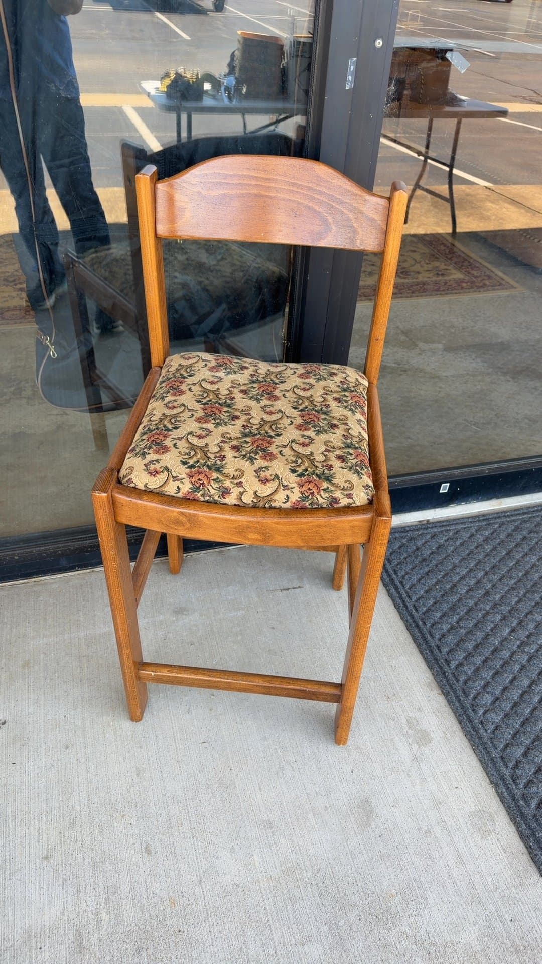 Vintage Wooden Dining Chair with Upholstered Seat - Image 1