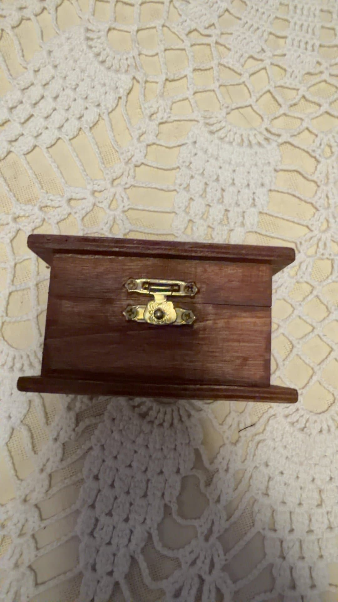 Small Wooden Jewelry Box with Brass Latch - Image 1