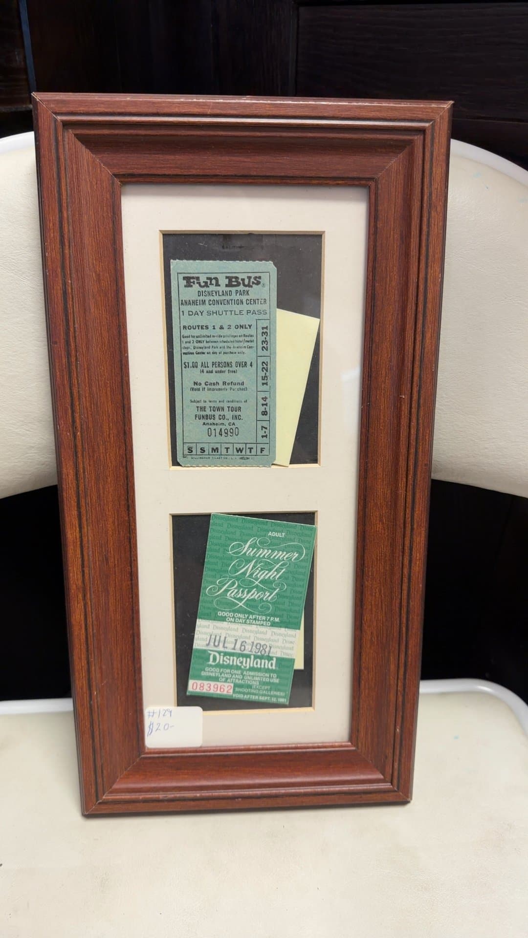 Framed Disneyland Shuttle Pass and Summer Night Passport - Image 1