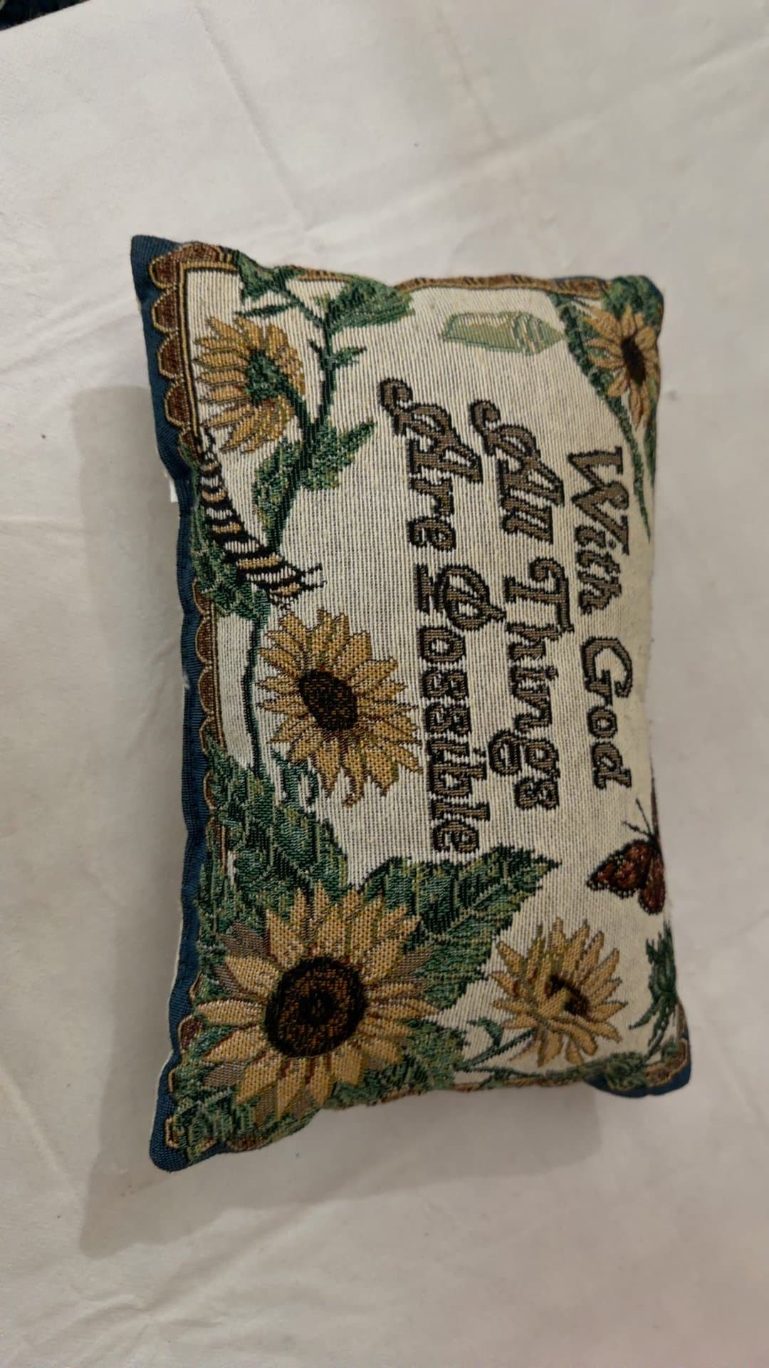 Decorative Sunflower Tapestry Pillow "With God" - Image 1