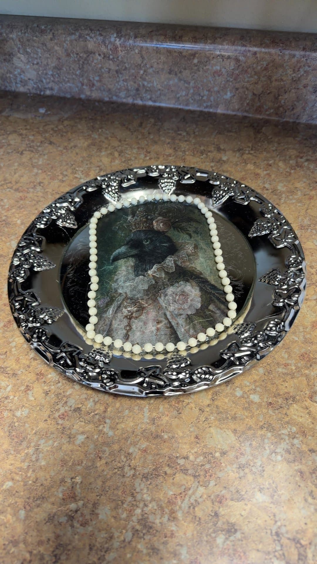 Decorative Plate with Crow Portrait - Image 1