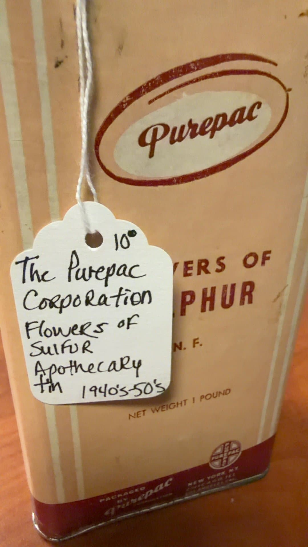 Vintage Purepac Flowers of Sulphur Tin - Image 1