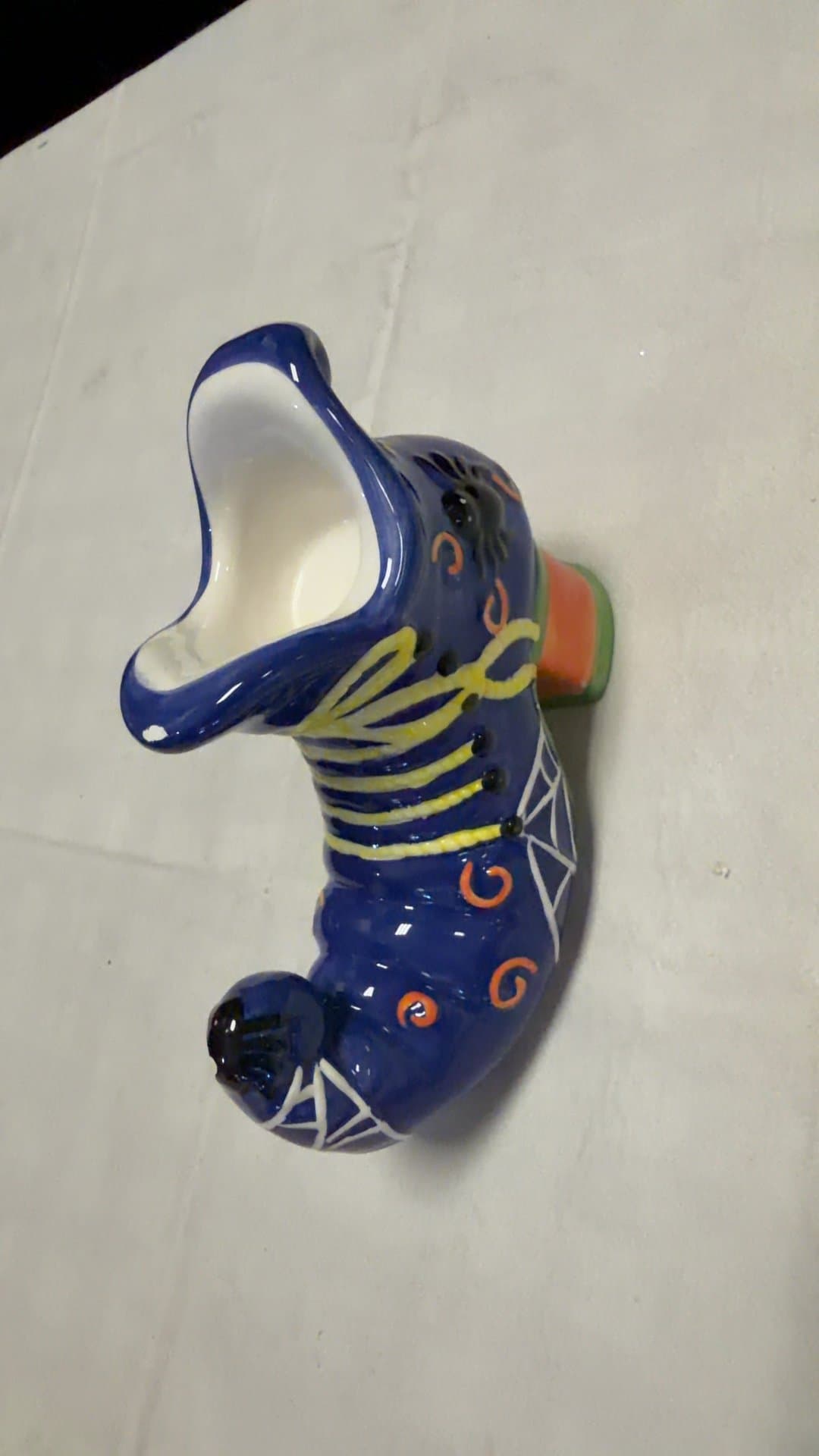 Ceramic Halloween Witch Shoe Planter Decor - Image 1