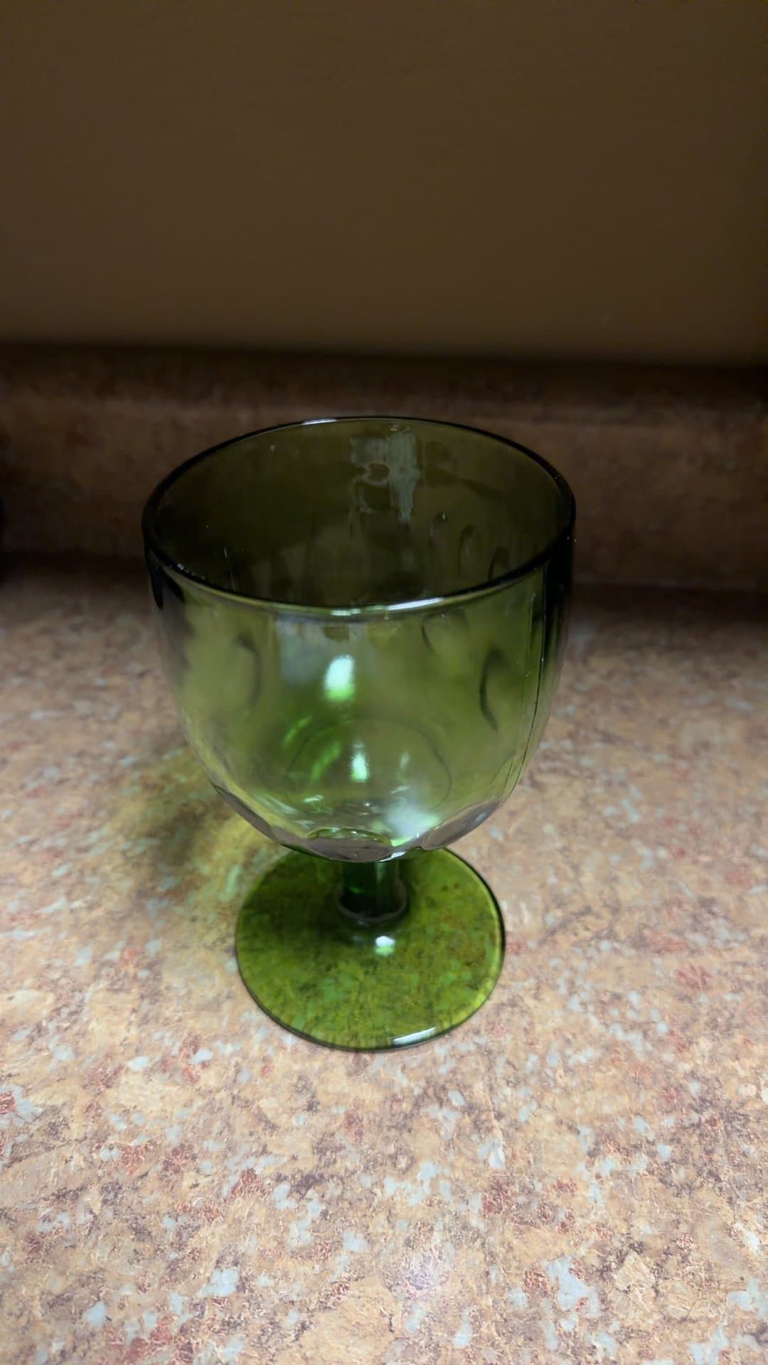 Vintage Green Glass Goblet - Image 1