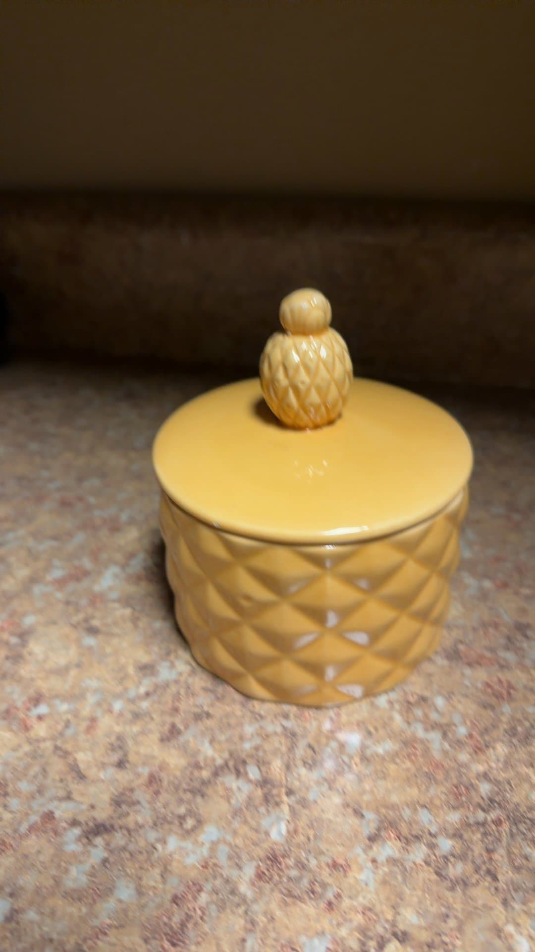 Yellow Ceramic Pineapple Jar - Image 1