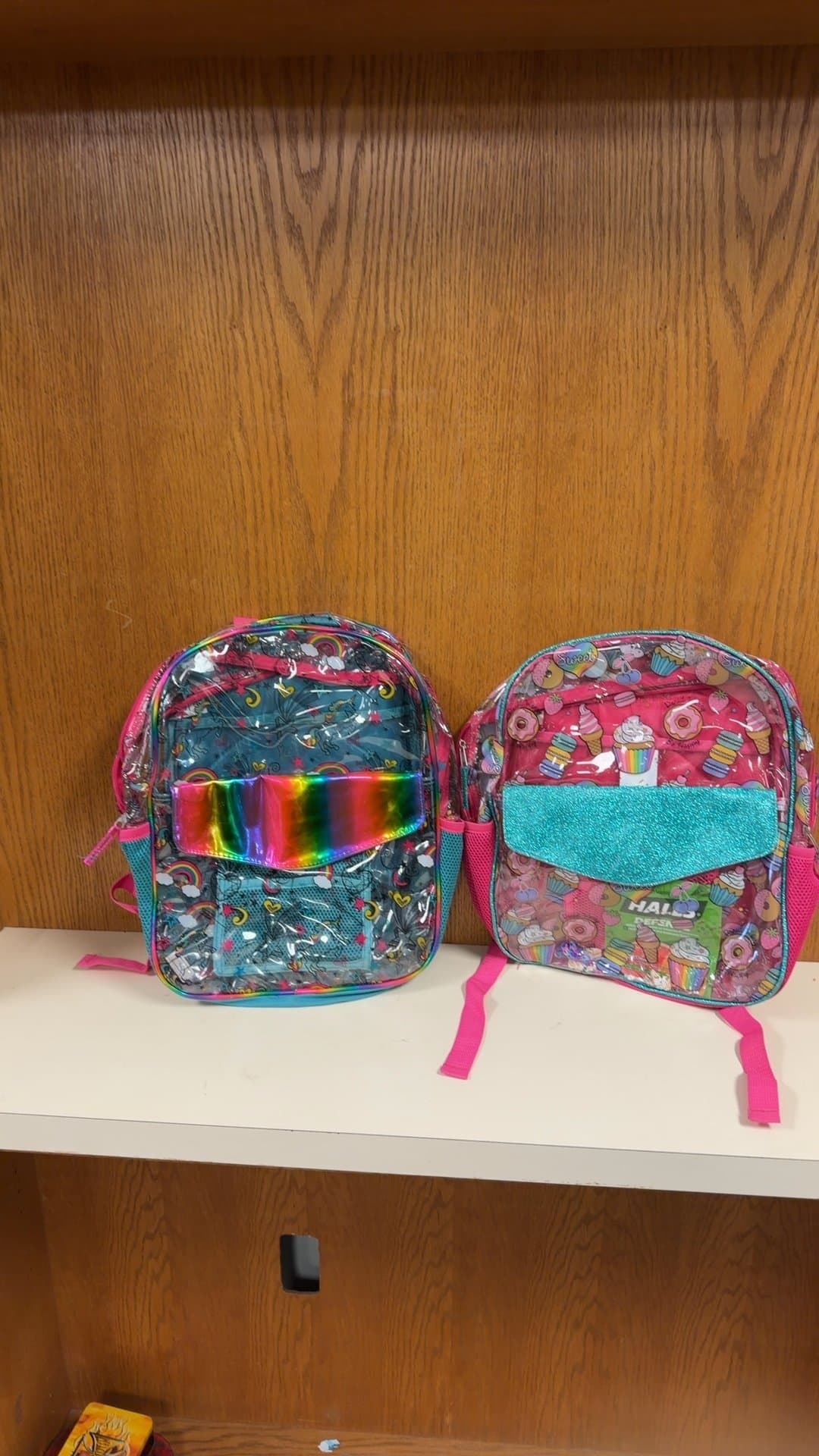 2 Clear Kids Backpacks - Unicorn and Sweet Treats - Image 1