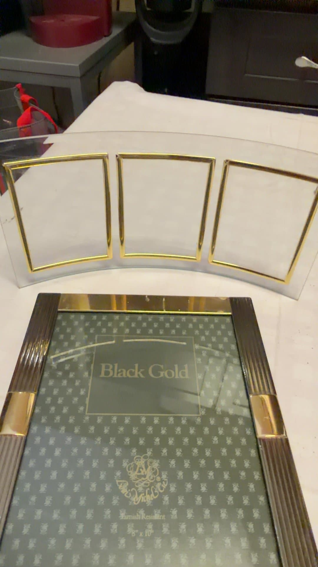 Louis Michel Cie Black Gold 8x10 Picture Frame and Curved Glass Multi-Photo Frame Set - Image 1