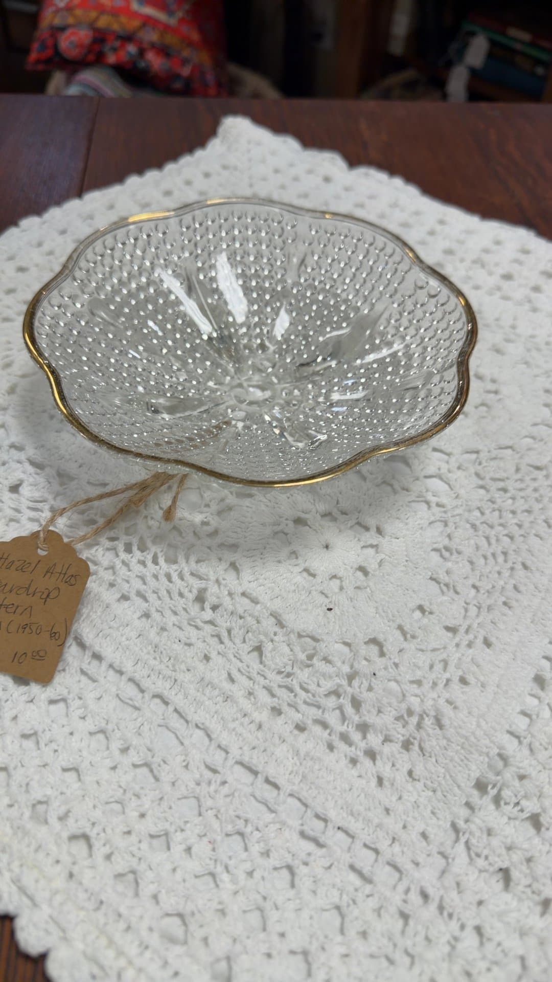 Hazel Atlas Teardrop Pattern Glass Dish - Image 1