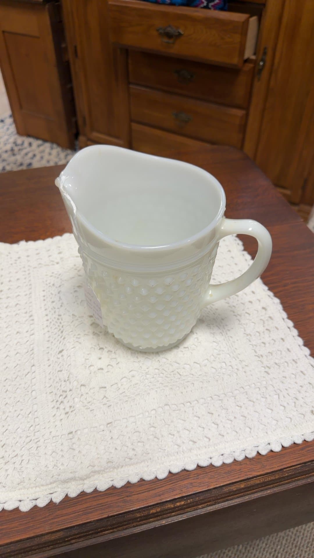 Vintage Anchor Hocking Hobnail Milk Glass Pitcher - Image 1