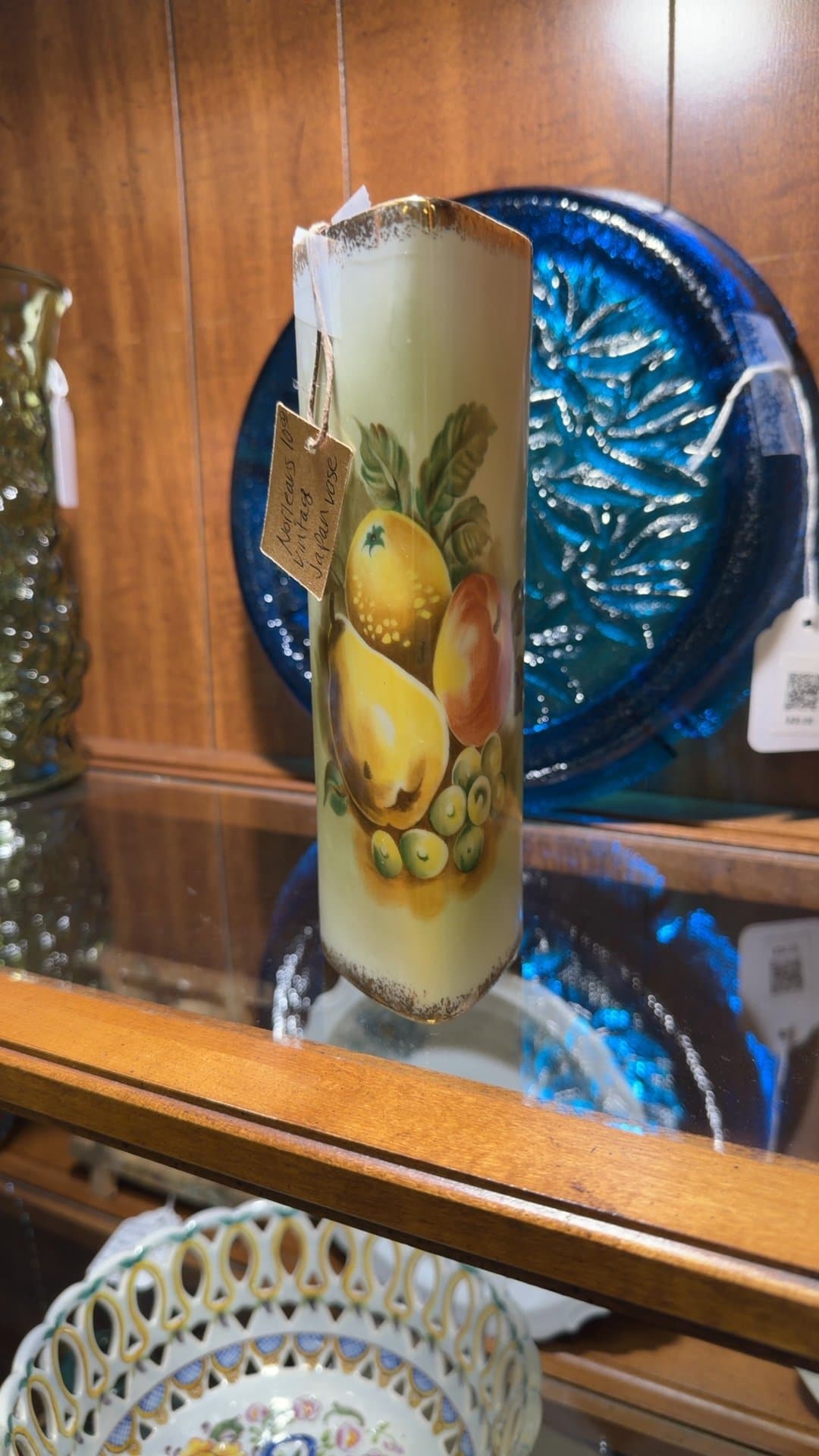 Vintage Japanese Fruit Motif Vase - Image 1