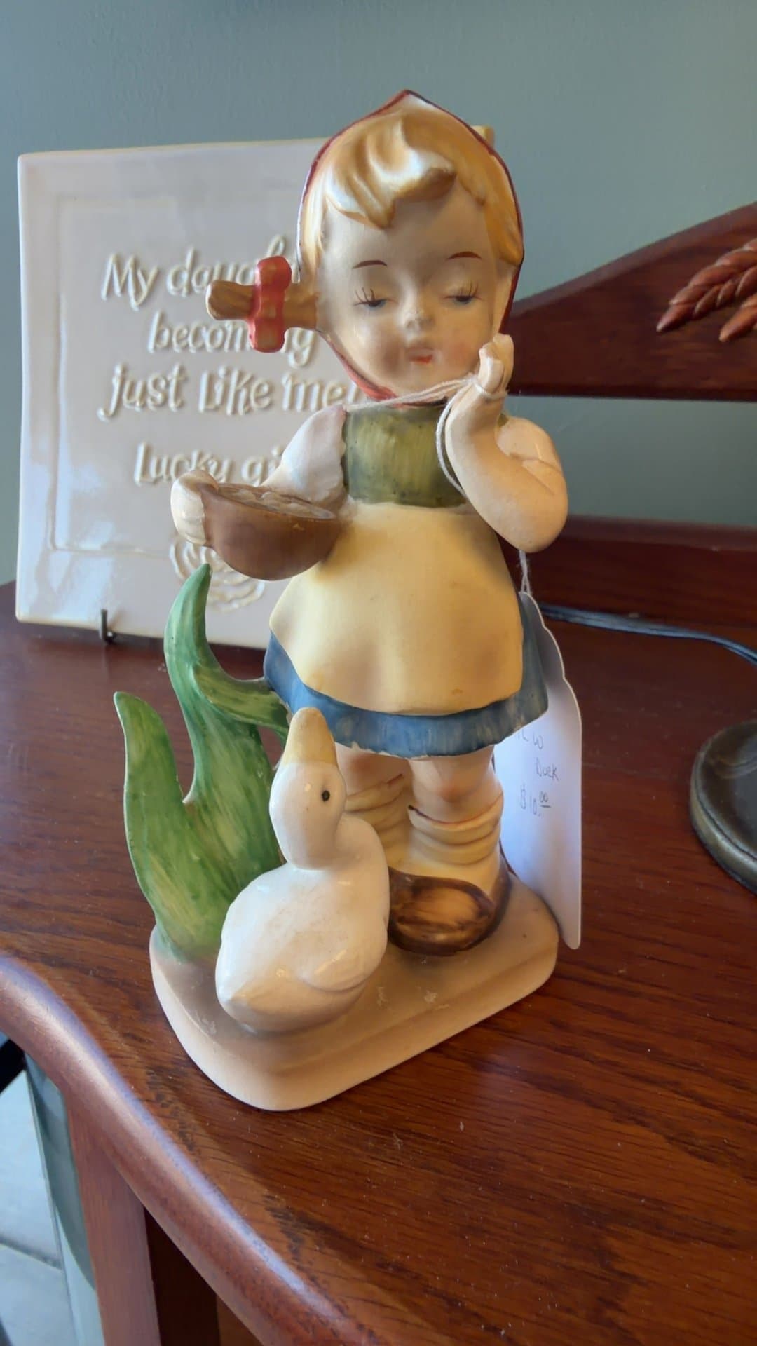 Vintage Japanese Girl with Duck Figurine - Image 1