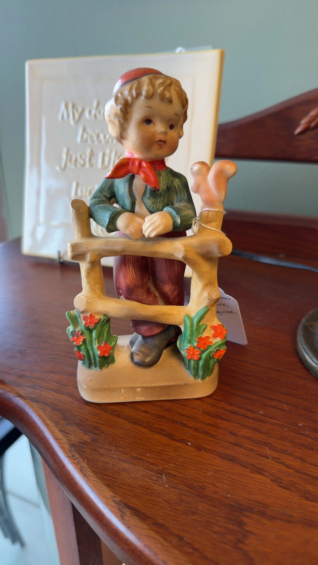 Vintage Boy Figurine with Squirrel - Image 1