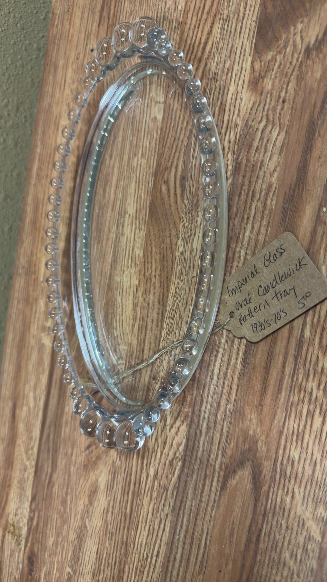 Imperial Glass Oval Candlewick Pattern Tray - Image 1