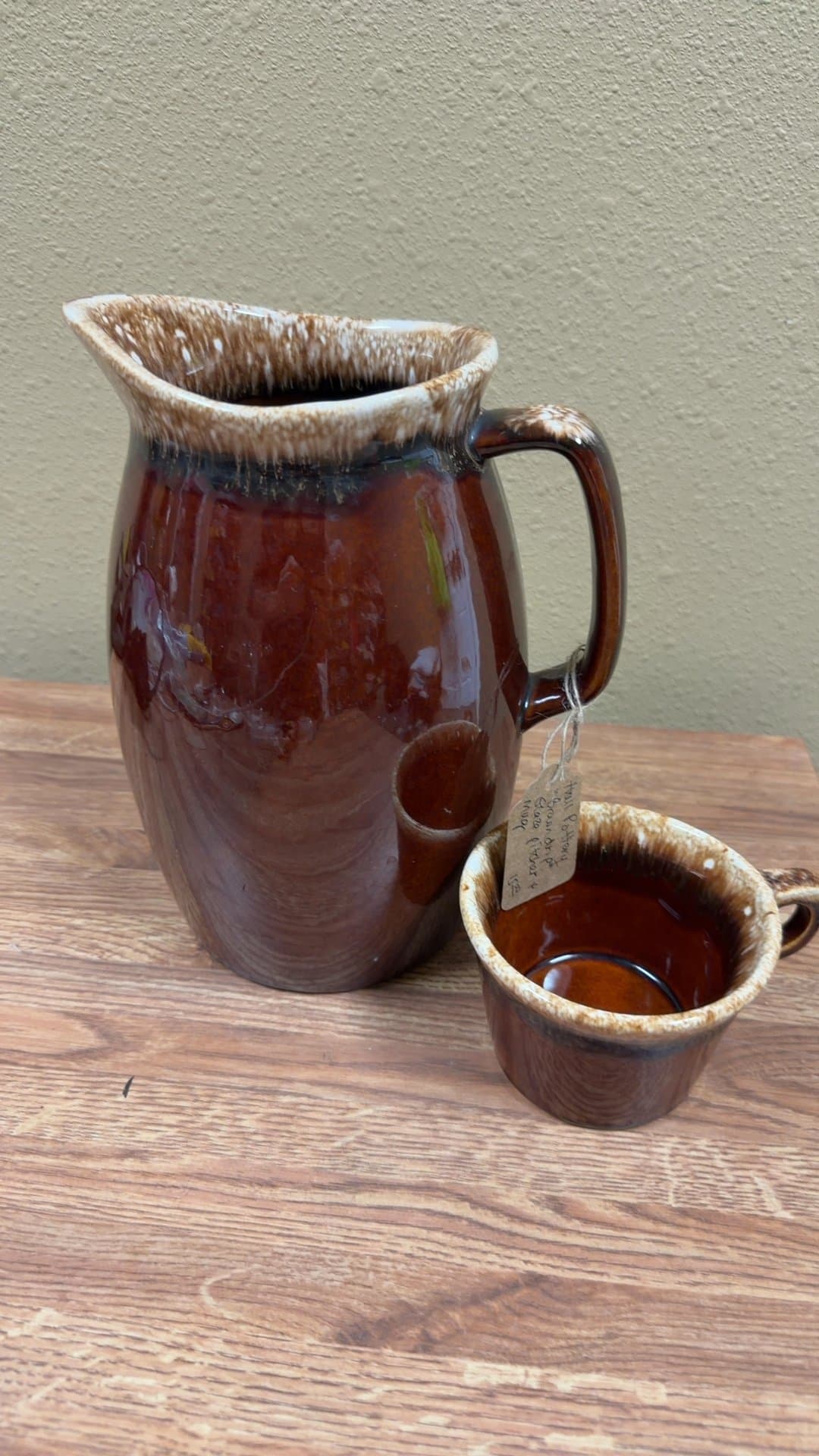 Hull Pottery Brown Drip Glaze Pitcher and Mug Set - Image 1