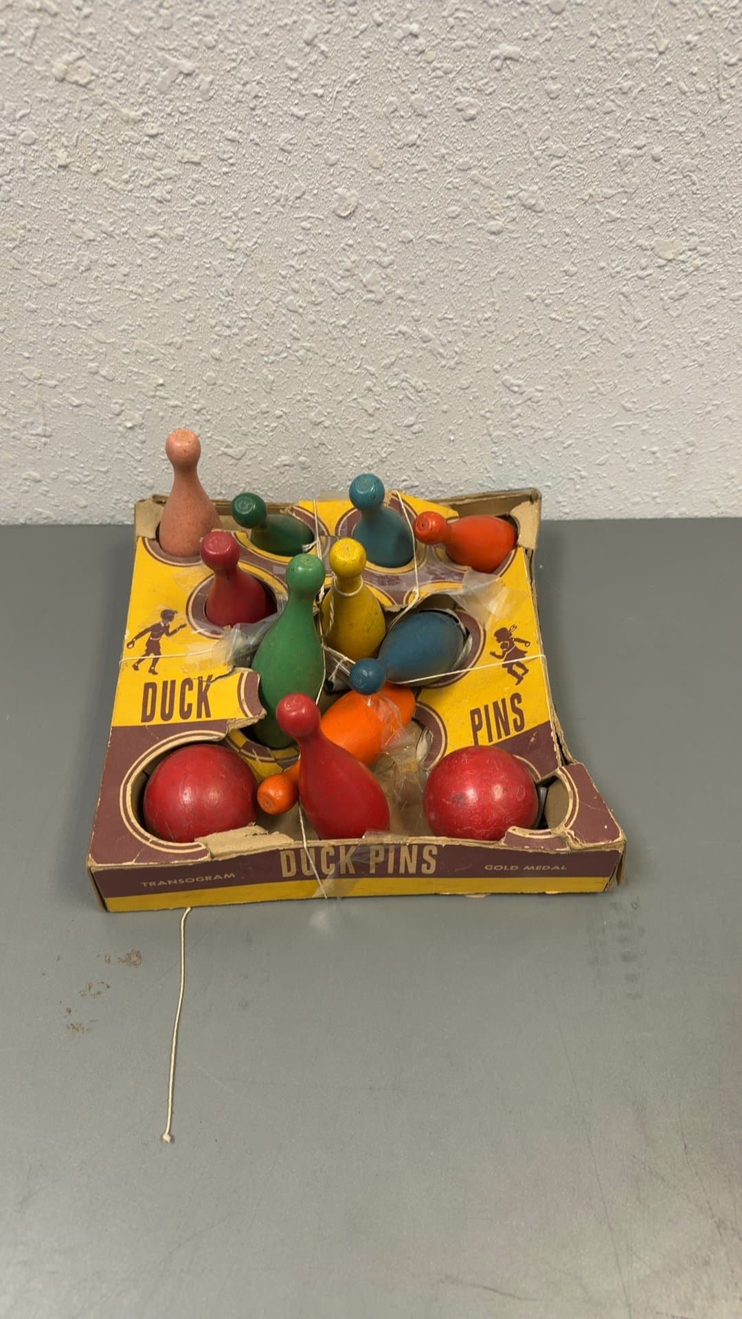 Vintage Transogram Gold Medal Wooden Duck Pins Game - Image 1
