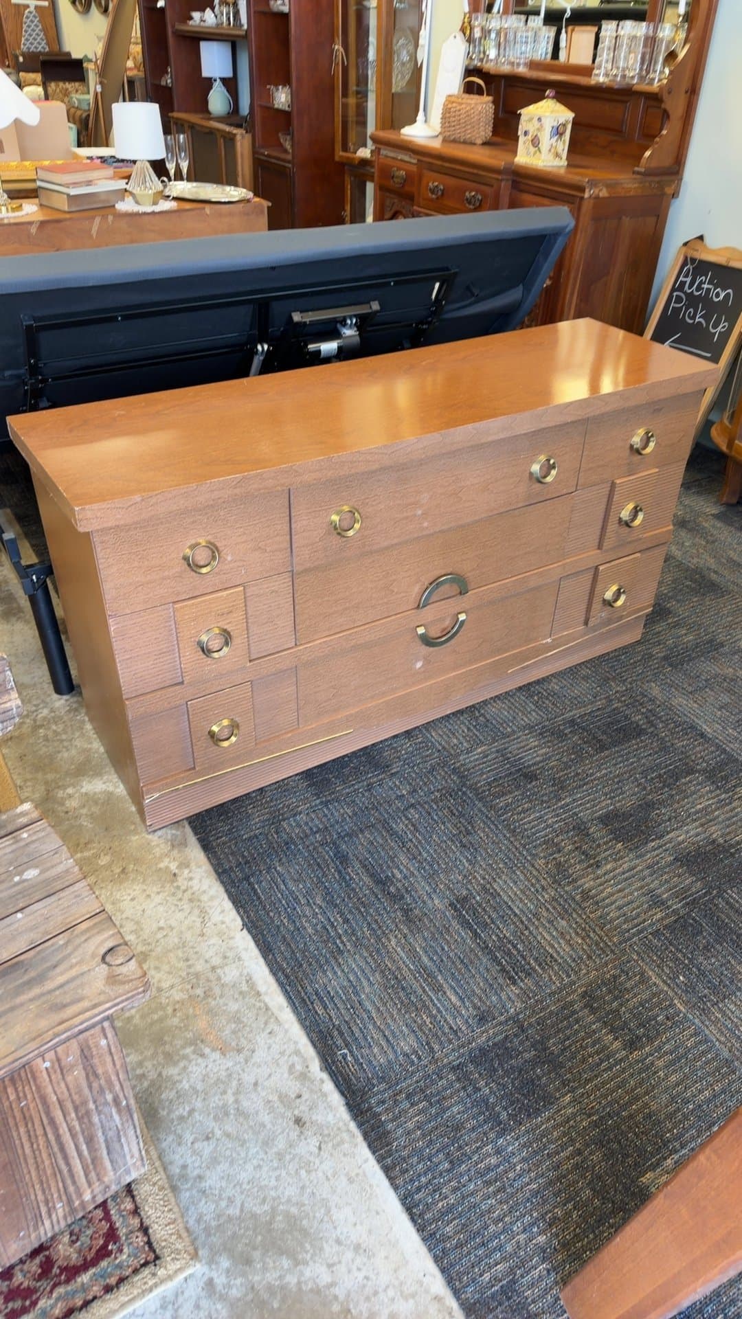 Mid-Century Modern Dresser with Brass Handles - Image 1