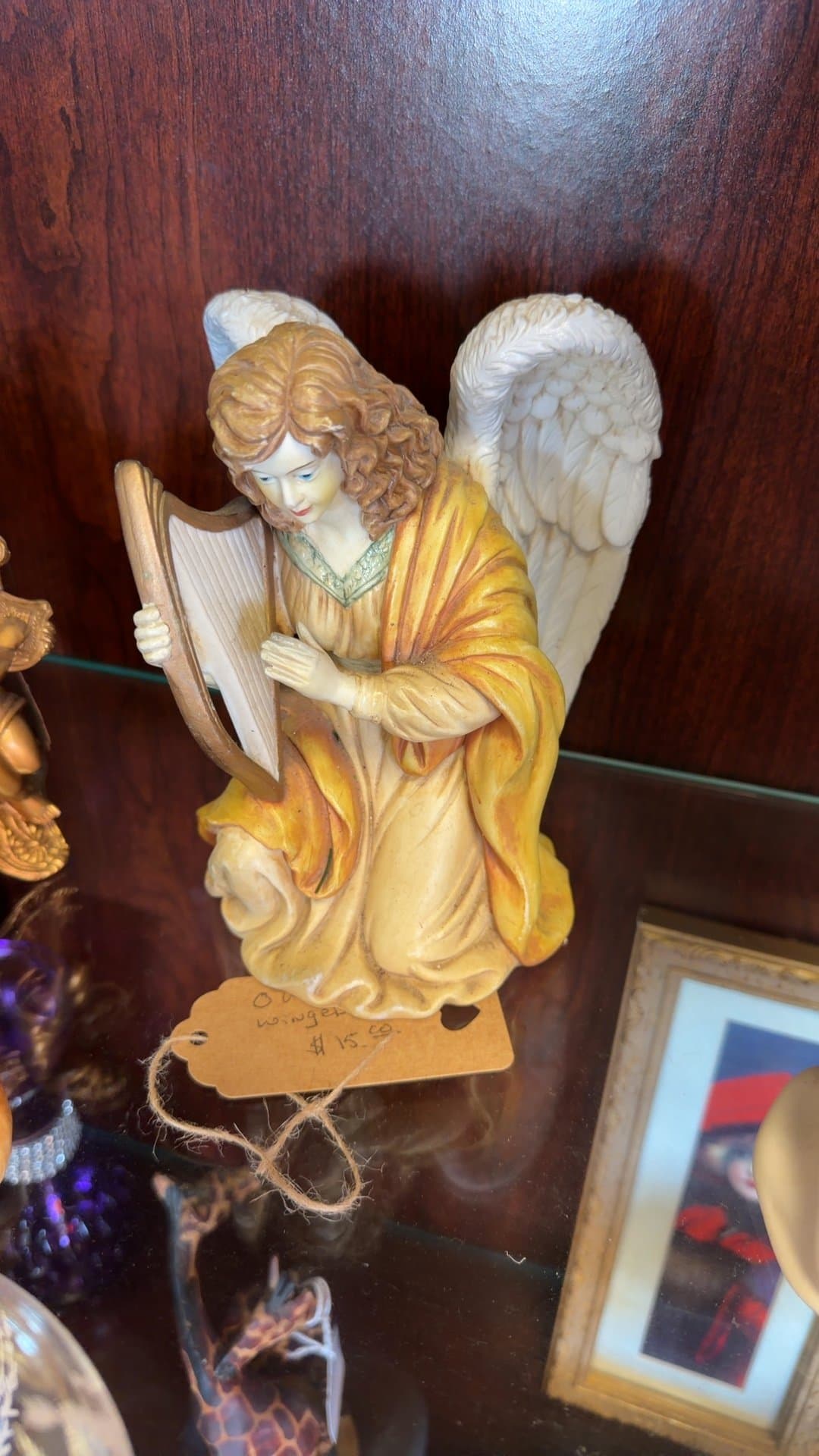 Angel Figurine with Harp - Image 1