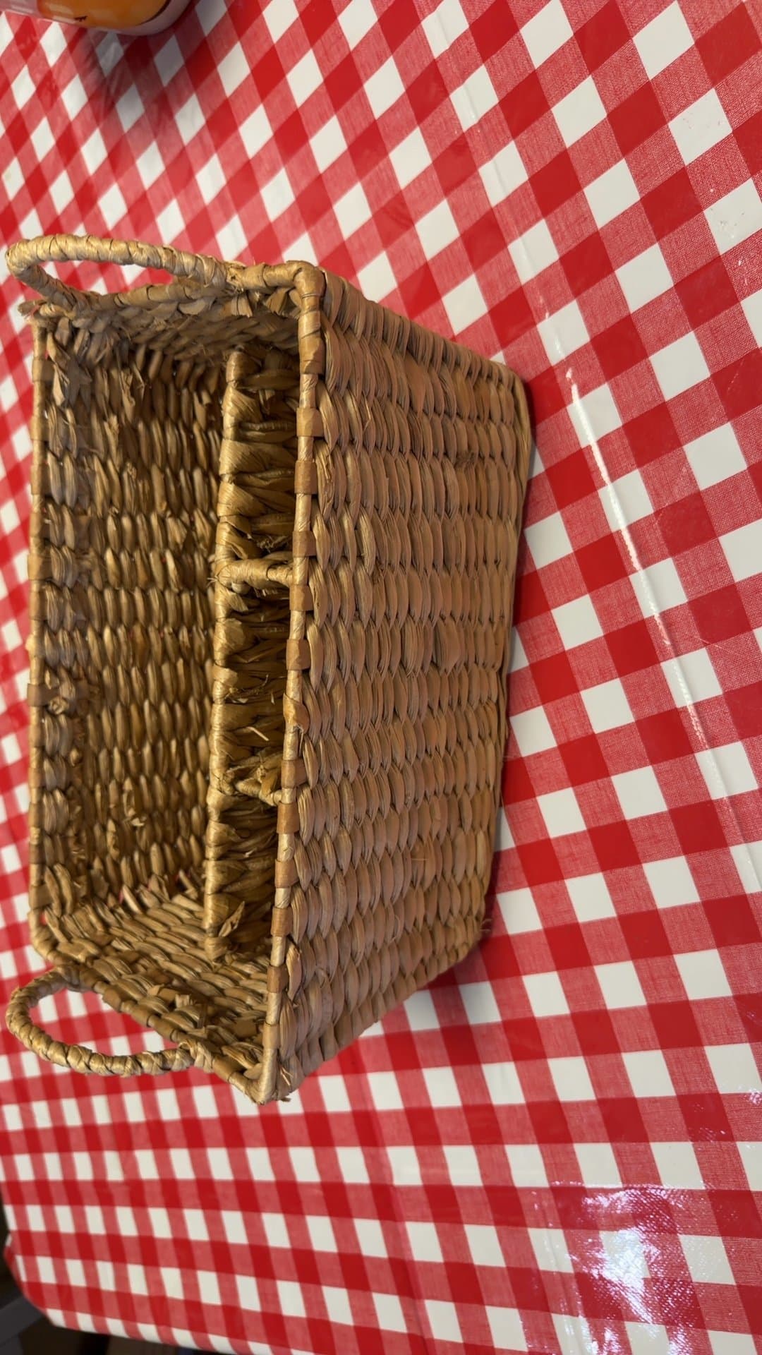 Woven Seagrass Divided Storage Basket Caddy with Handles - Image 1