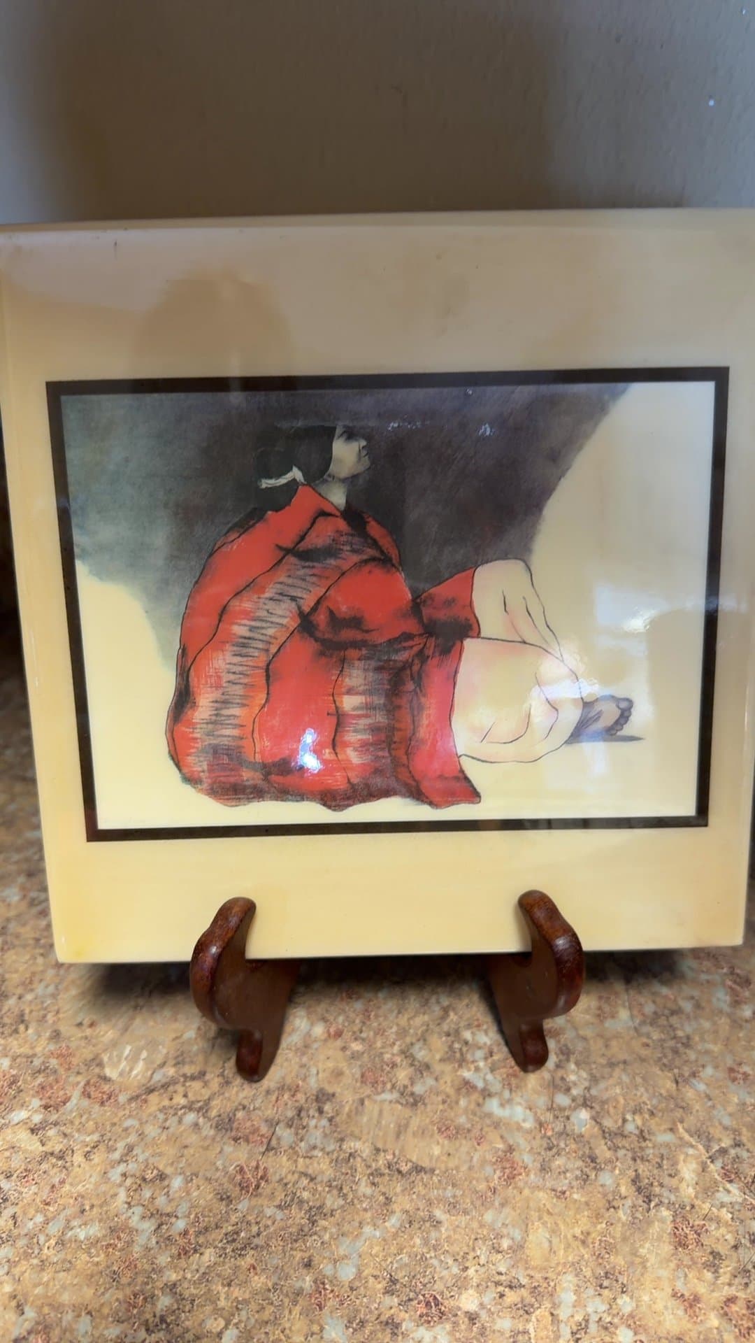 Framed Art Print of Woman in Red - Image 1