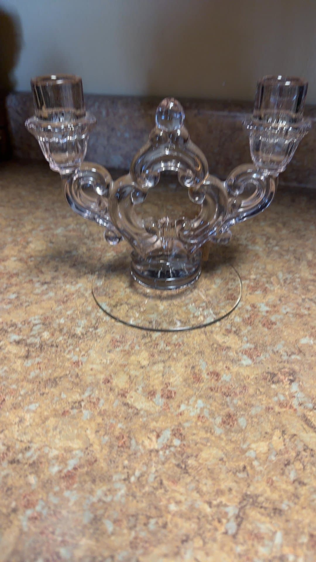 Vintage Glass Double Candle Holder - Image 1