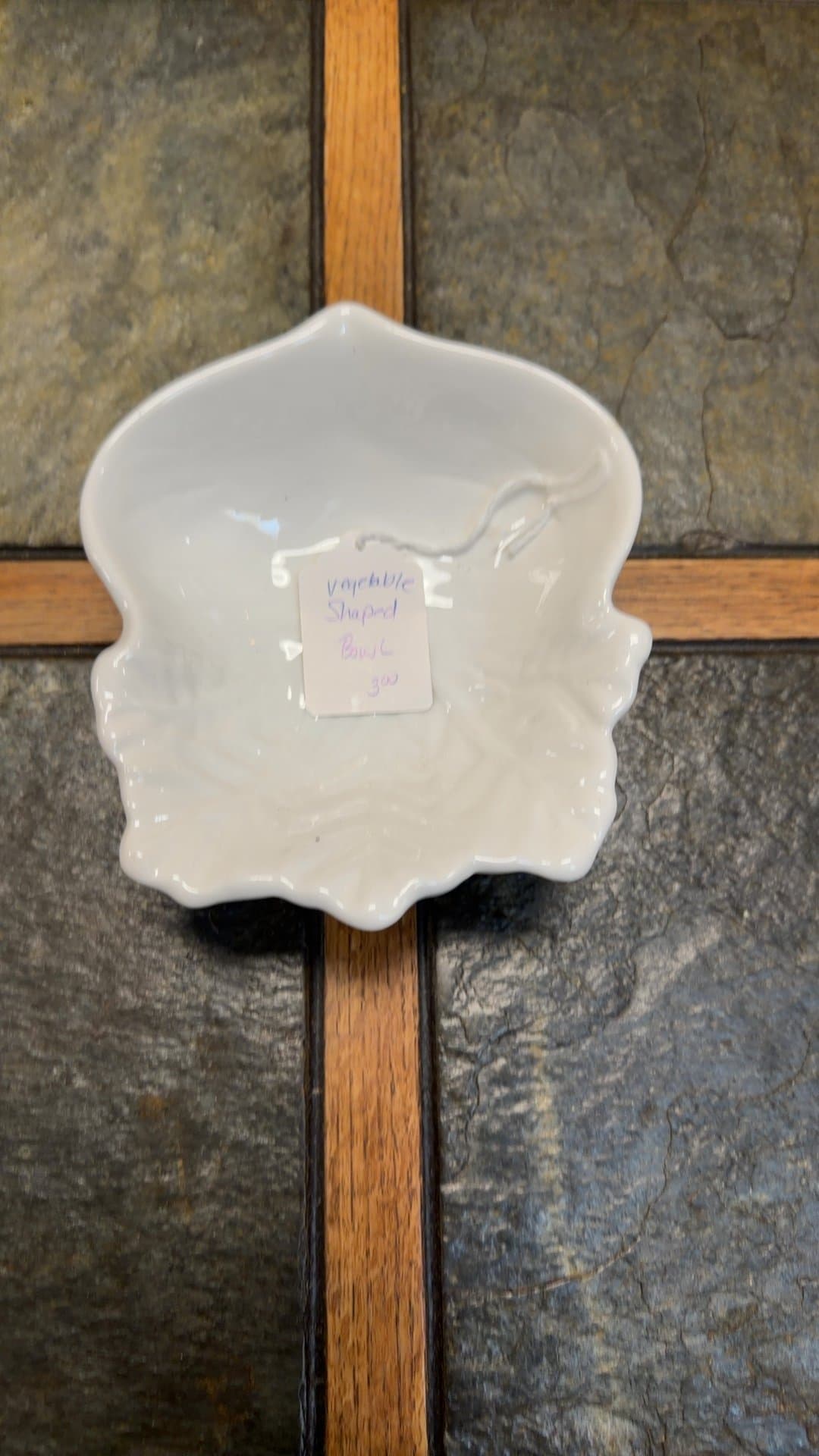 White Vegetable Shaped Porcelain Bowl - Image 1