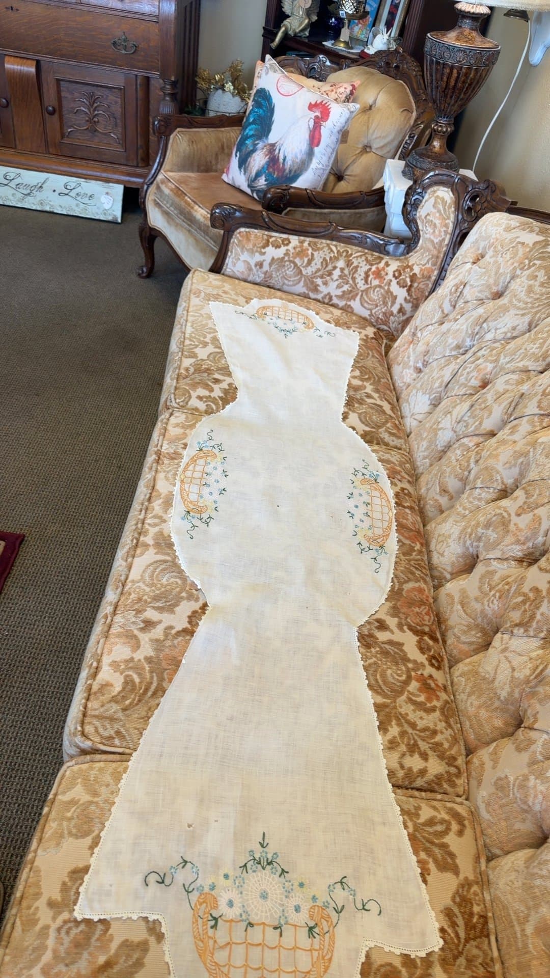 Vintage Embroidered Table Runner - Image 1