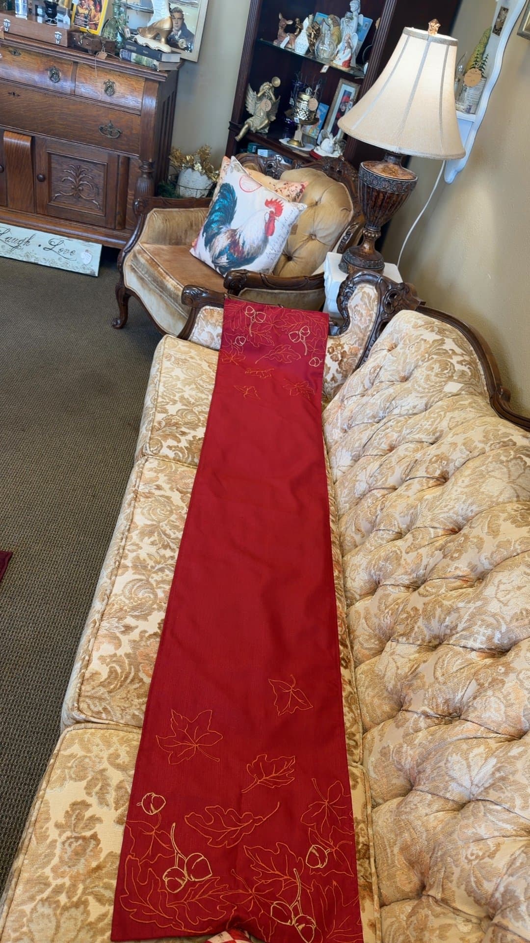 Red Embroidered Table Runner - Image 1