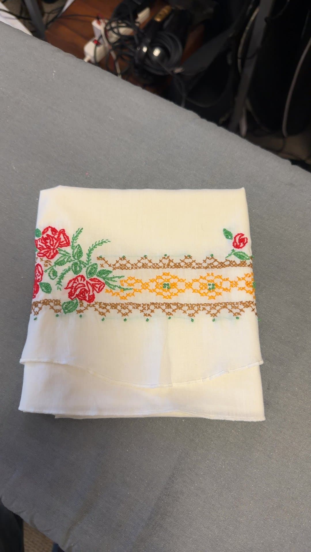 Embroidered Floral Tablecloth - Image 1