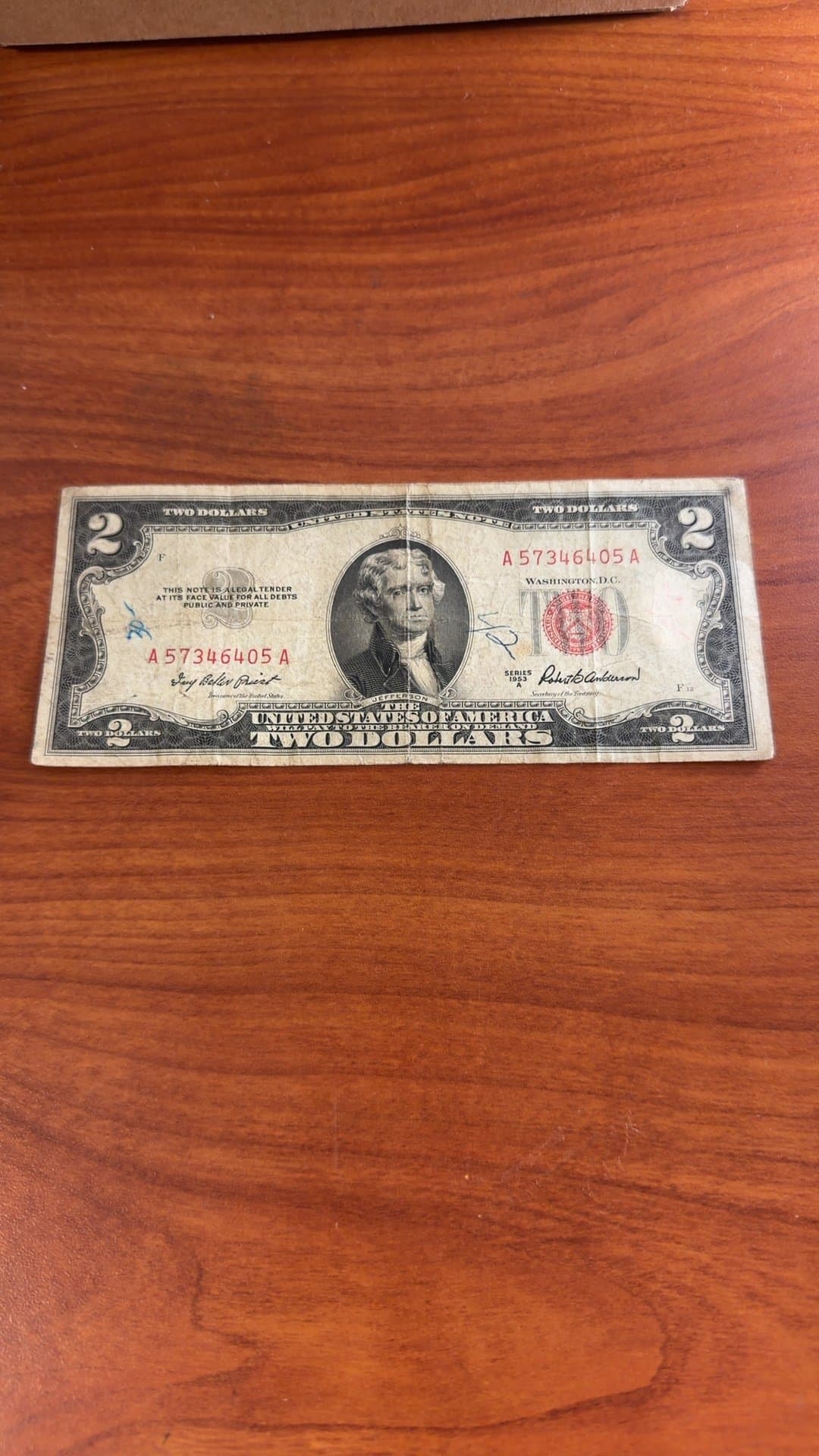 1953 United States Two-Dollar Bill - Image 1