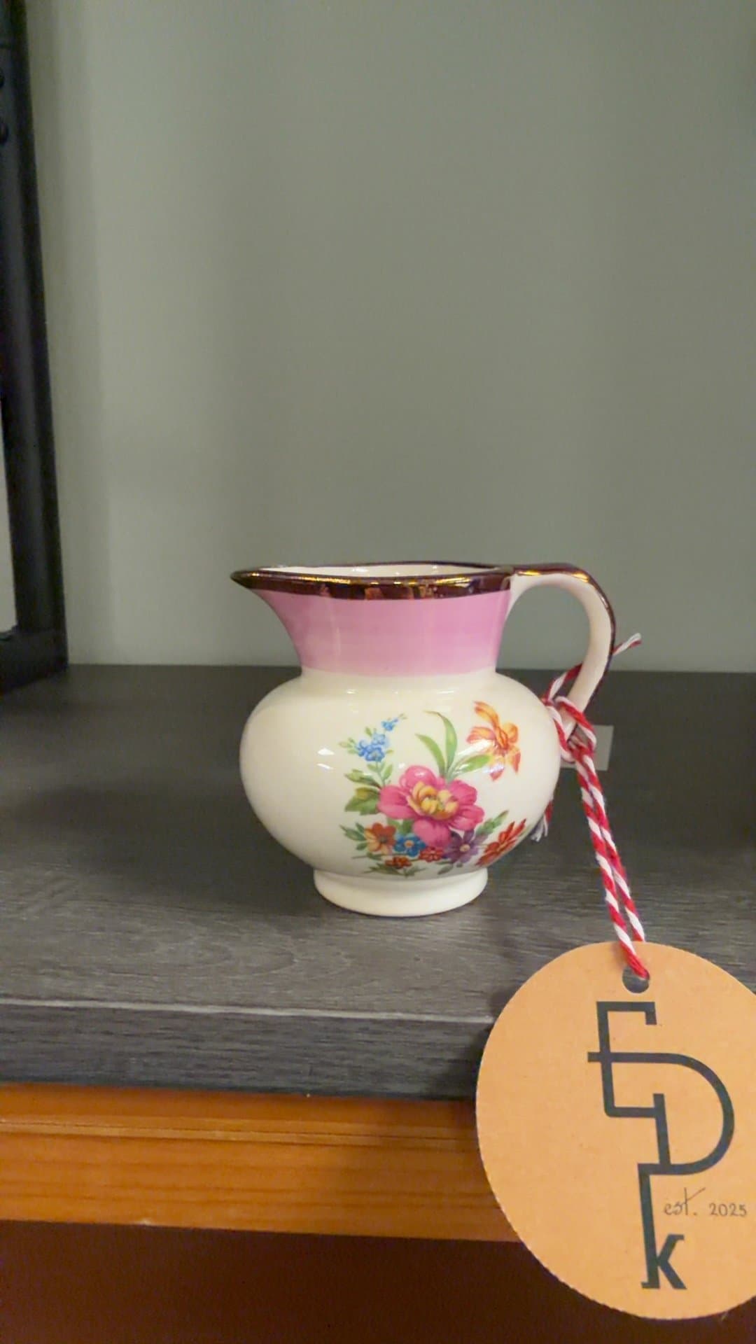 Gray Pottery Floral Ceramic Jug - Image 1