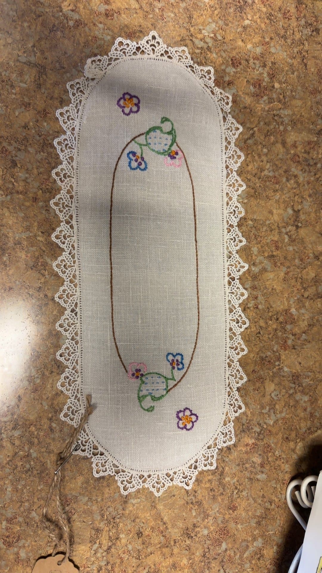 Vintage Embroidered Lace Doily - Image 1