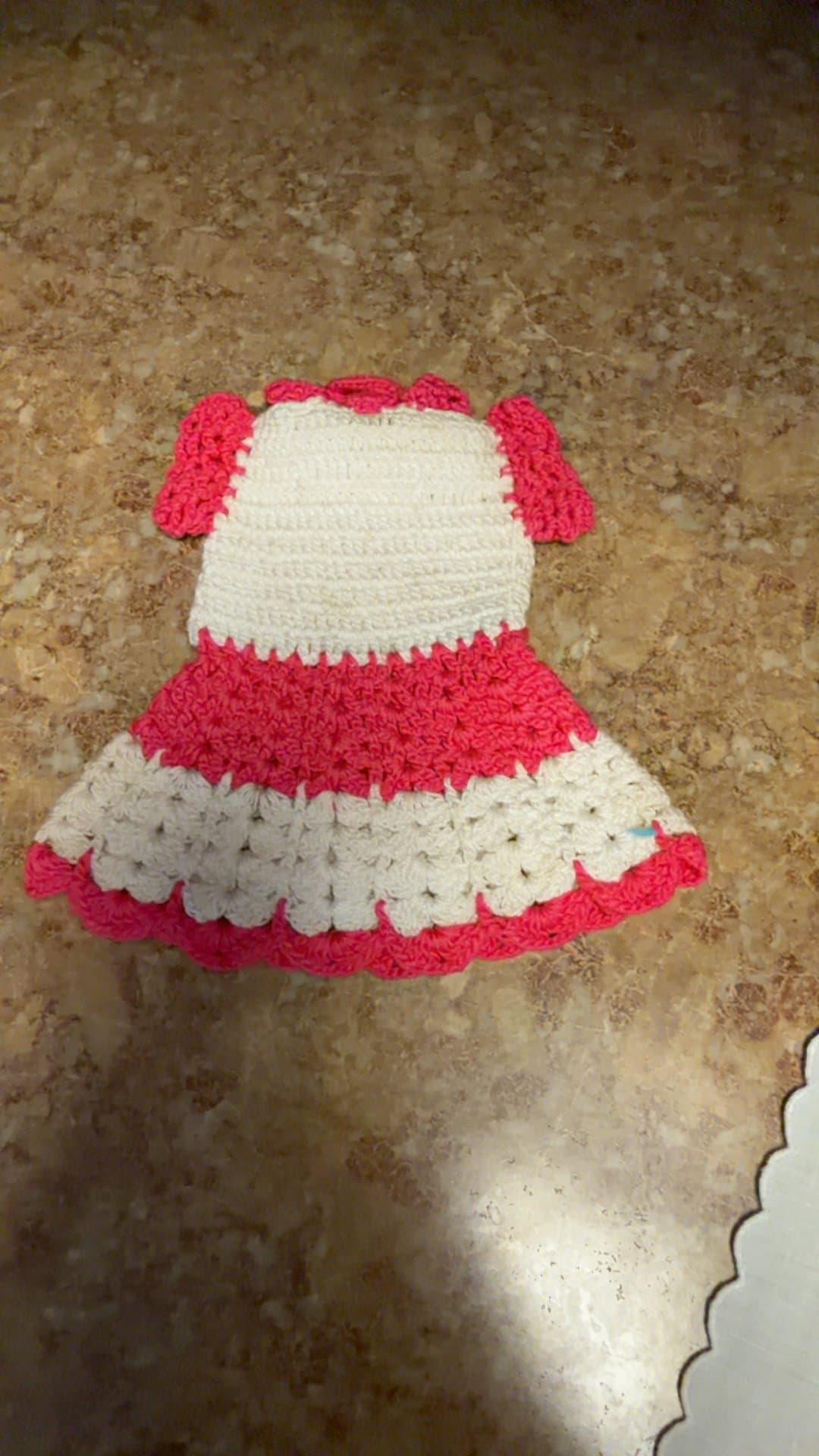 Handmade Crochet Dress Pot Holder - Image 1