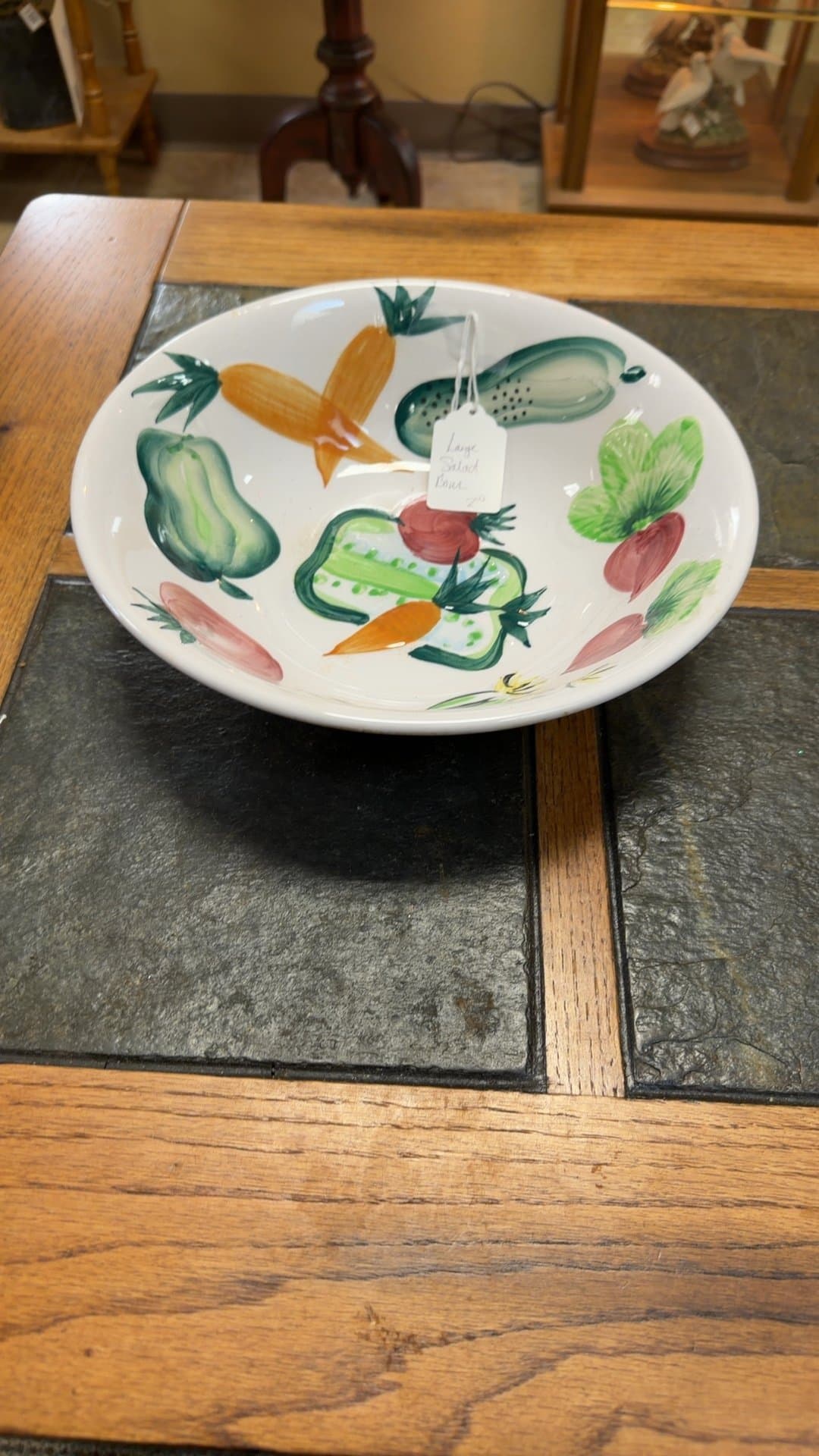 Large Ceramic Salad Bowl with Vegetable Design - Image 1