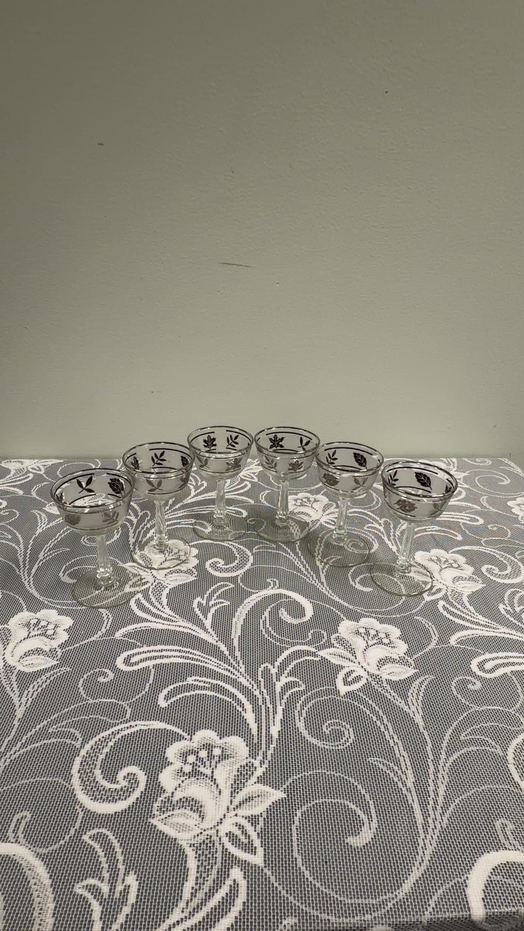 Vintage Silver Overlay Leaf Pattern Cocktail Glasses - Set of 6 - Image 1