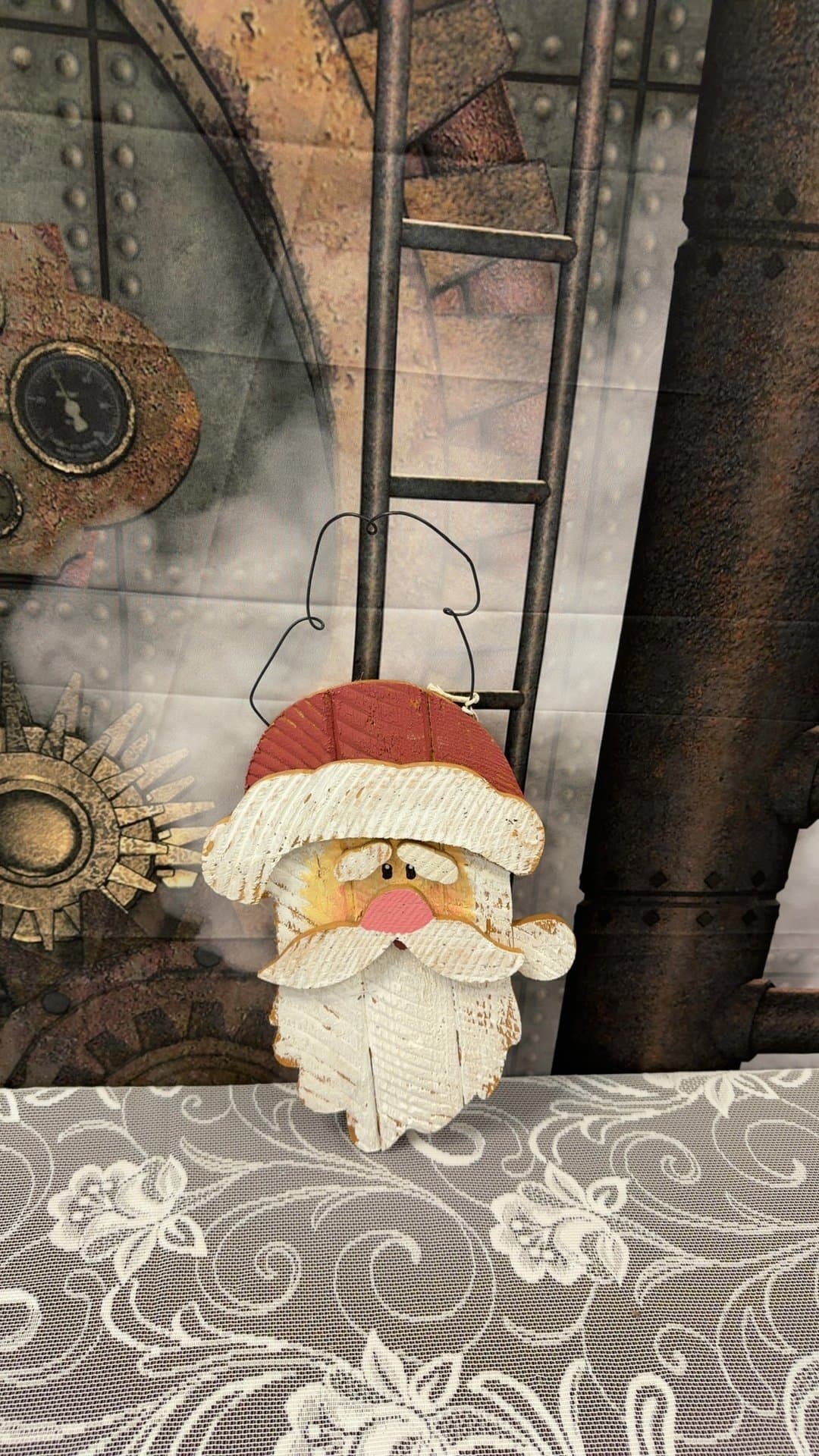 Vintage Rustic Wooden Santa Claus Wall Hanging Decor - Image 1