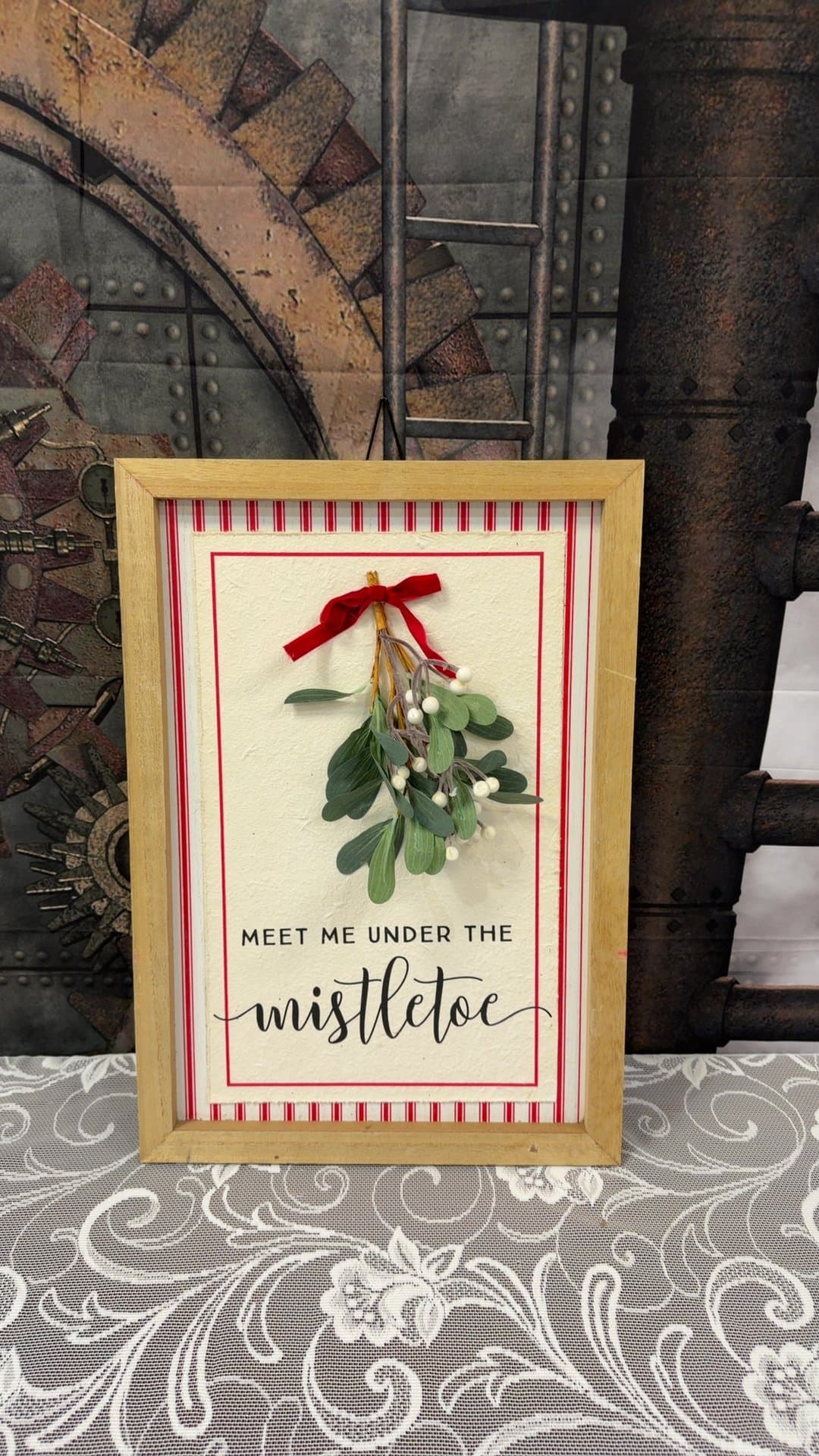 Framed Meet Me Under The Mistletoe Christmas Wall Decor - Image 1