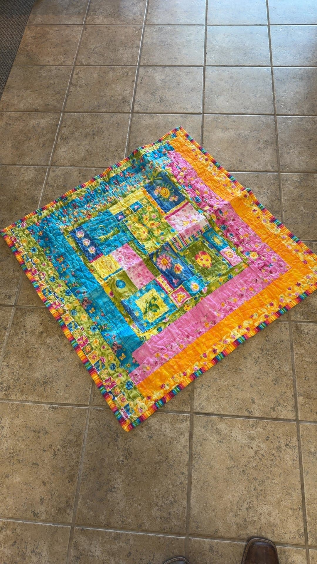 Handmade Colorful Lap Quilt - Image 1