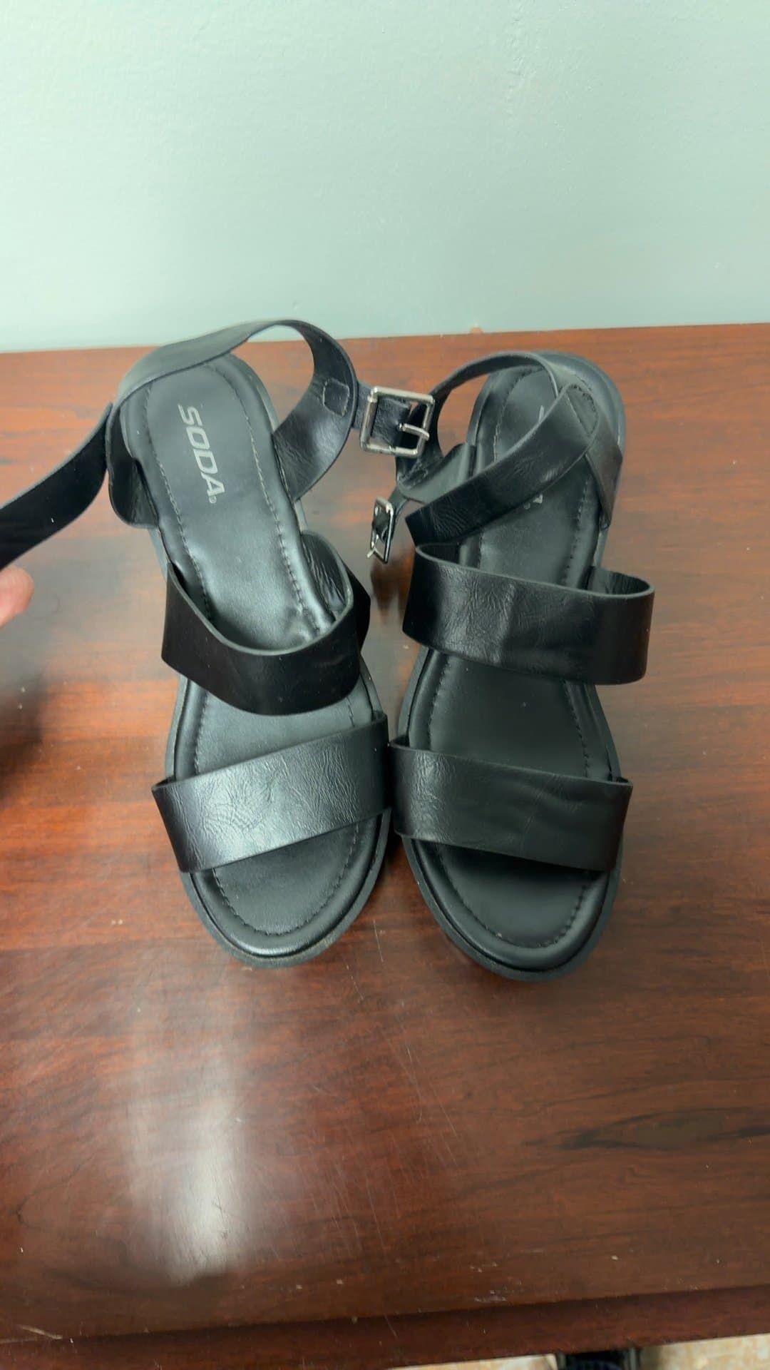 Soda Black Platform Sandals - Image 1