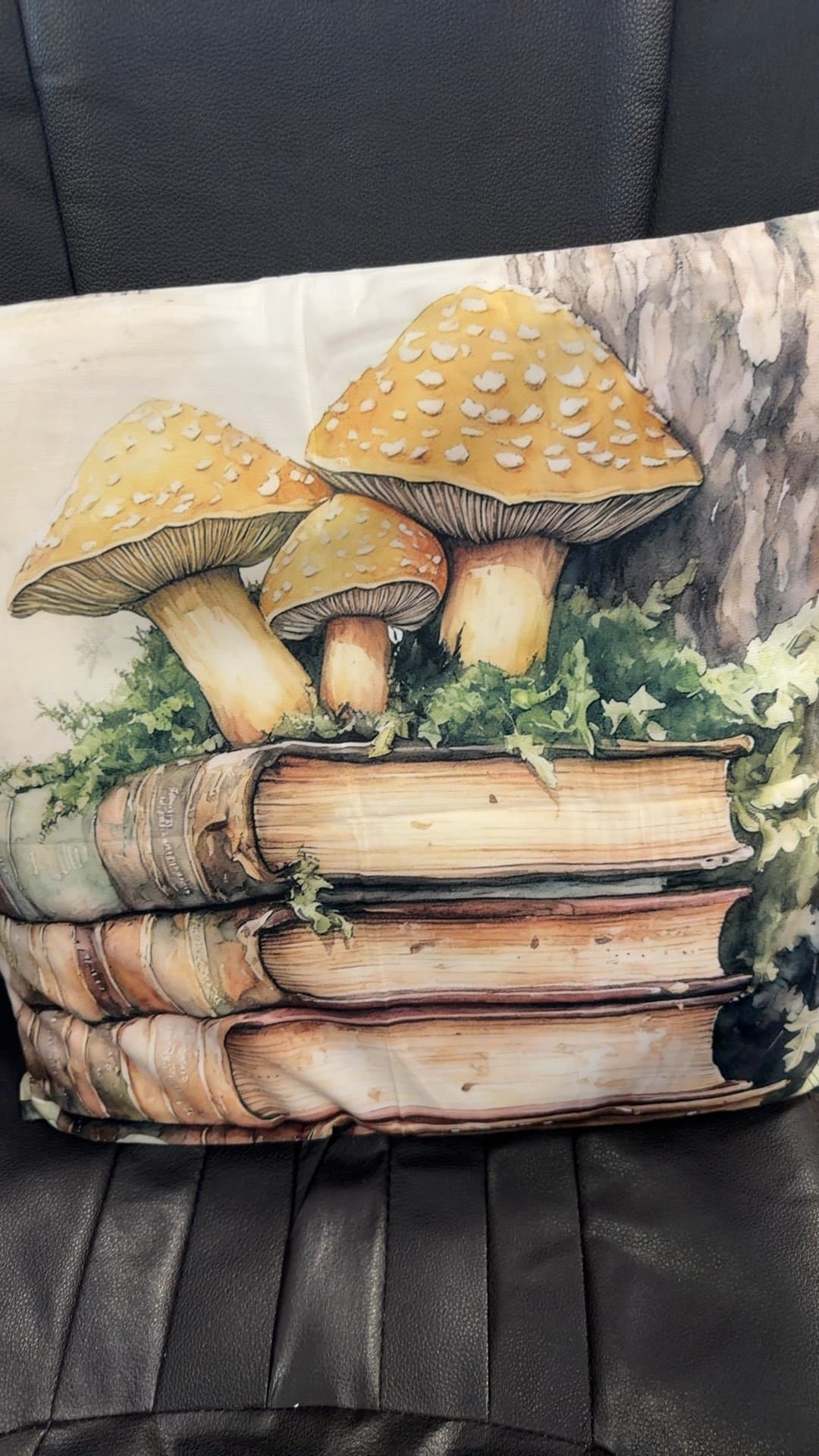 Mushroom and Books Decorative Pillow - Image 1